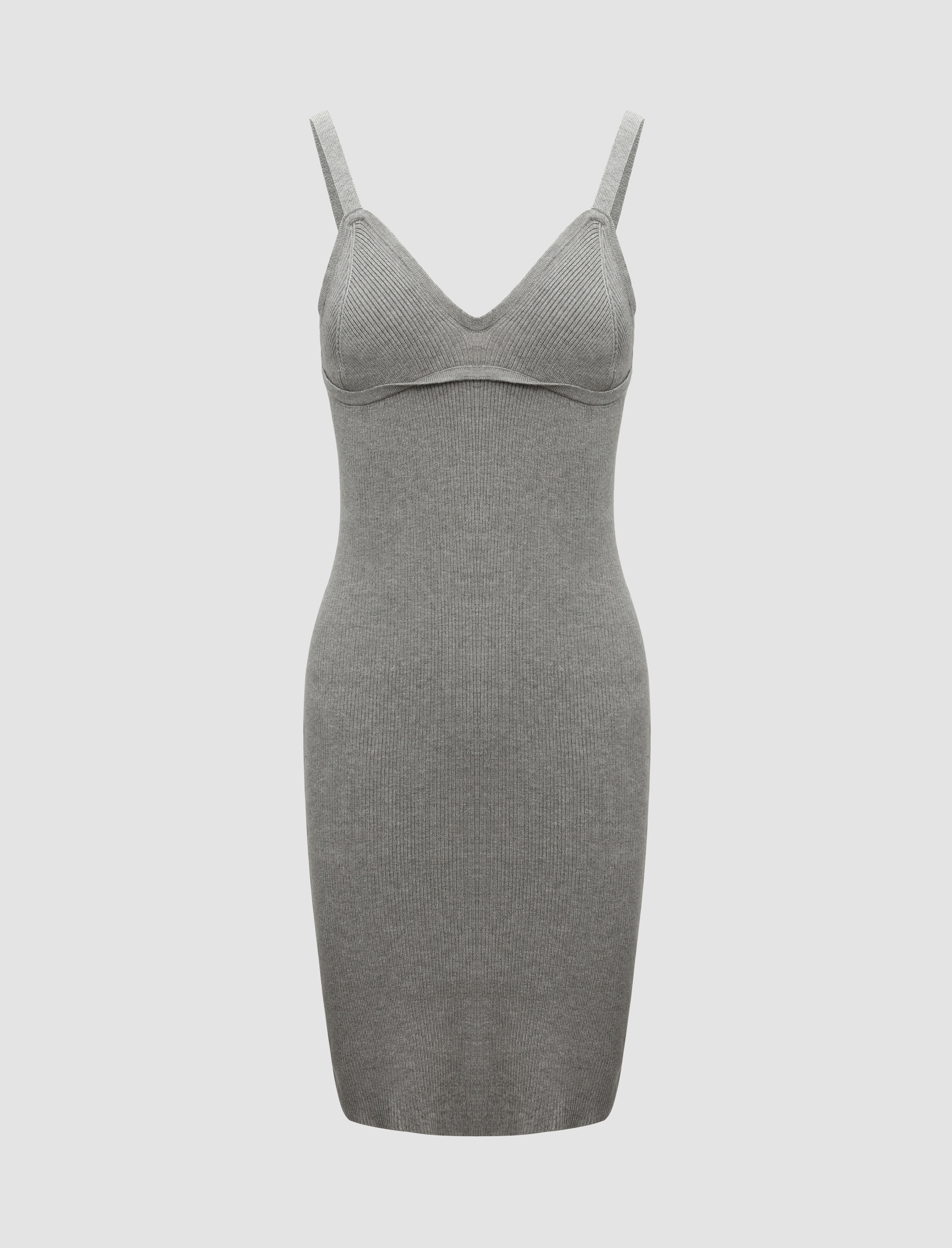 Classic Ribbed Cami Dress In Grey Cider