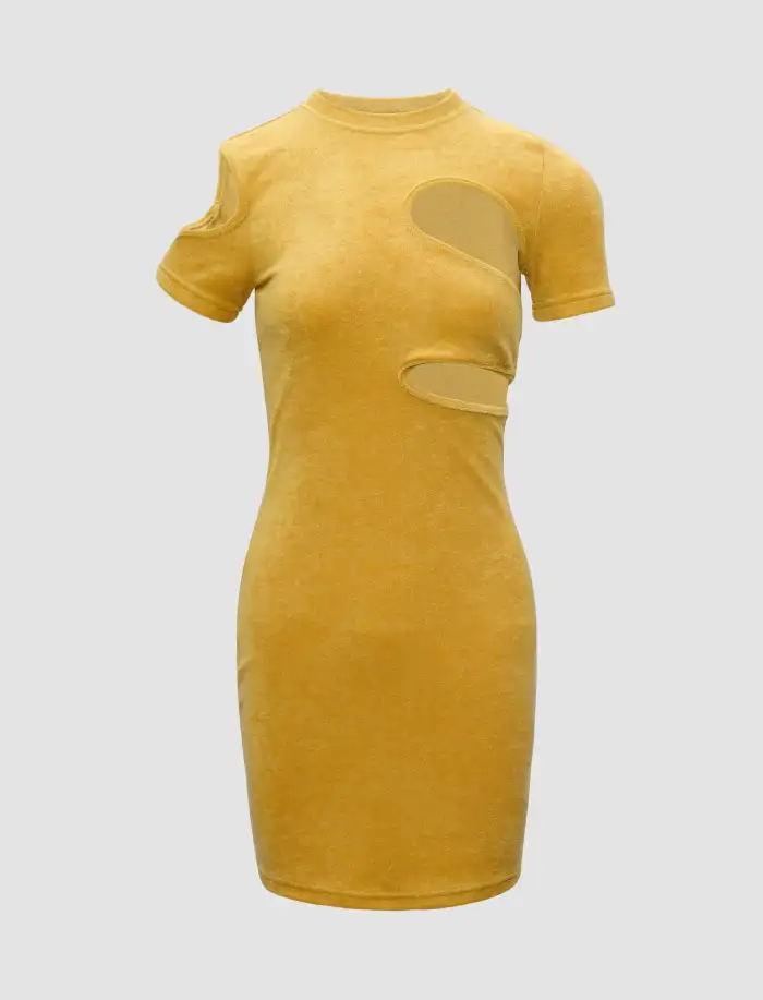 Sun Dresses Yellow Cut Out Mini Dress Sun Dresses Yellow Cut Out Mini Dress