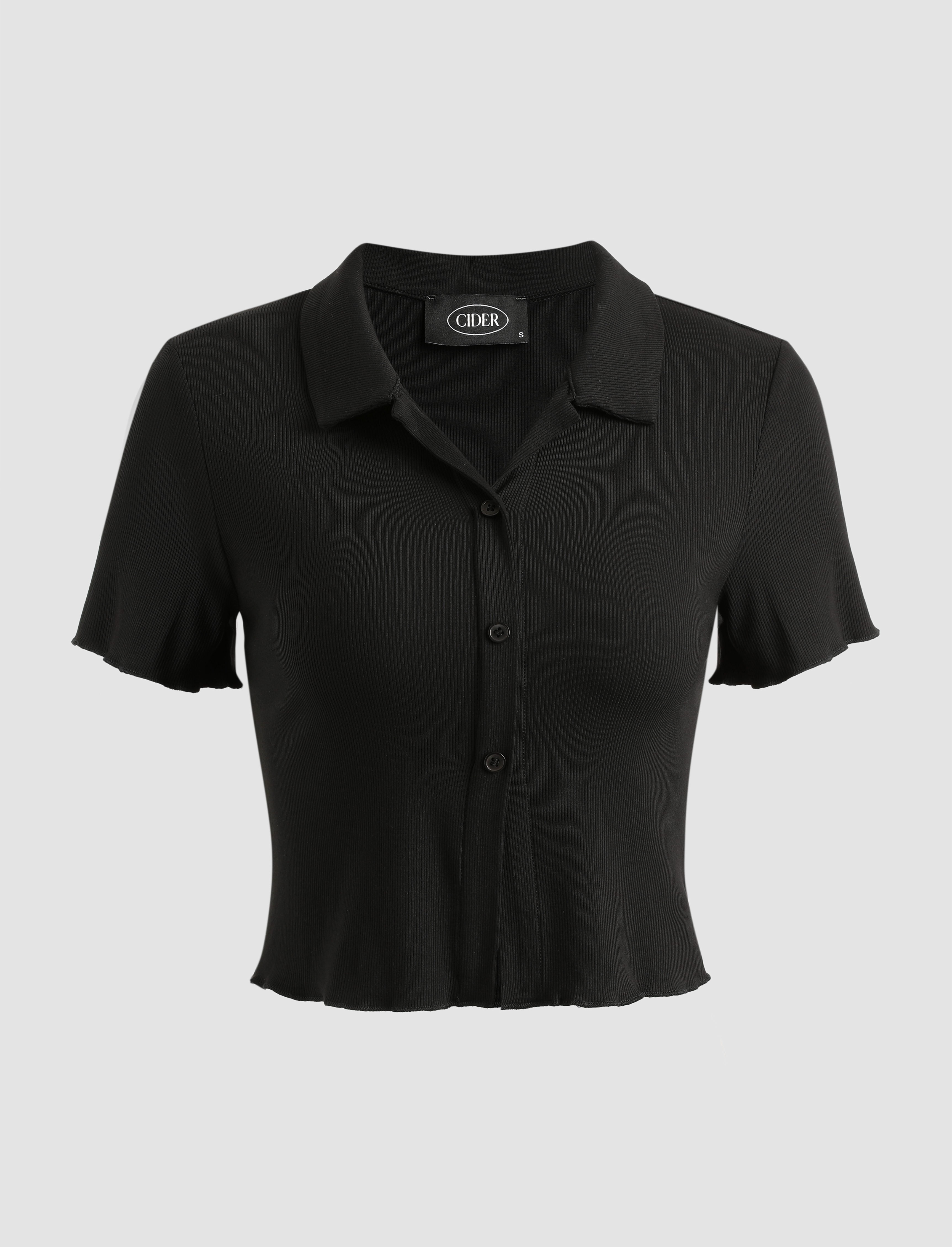 Basic Collared Crop Top Cider