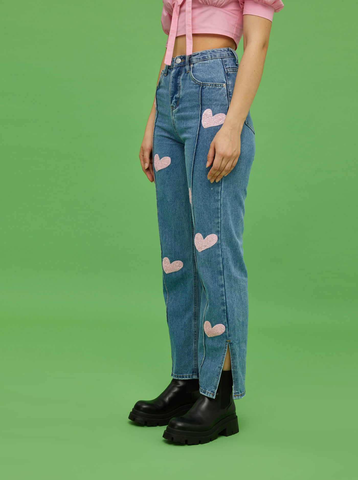 Heart Pattern Jeans