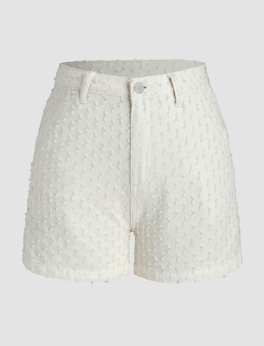 Solid weiße Denim-Shorts
