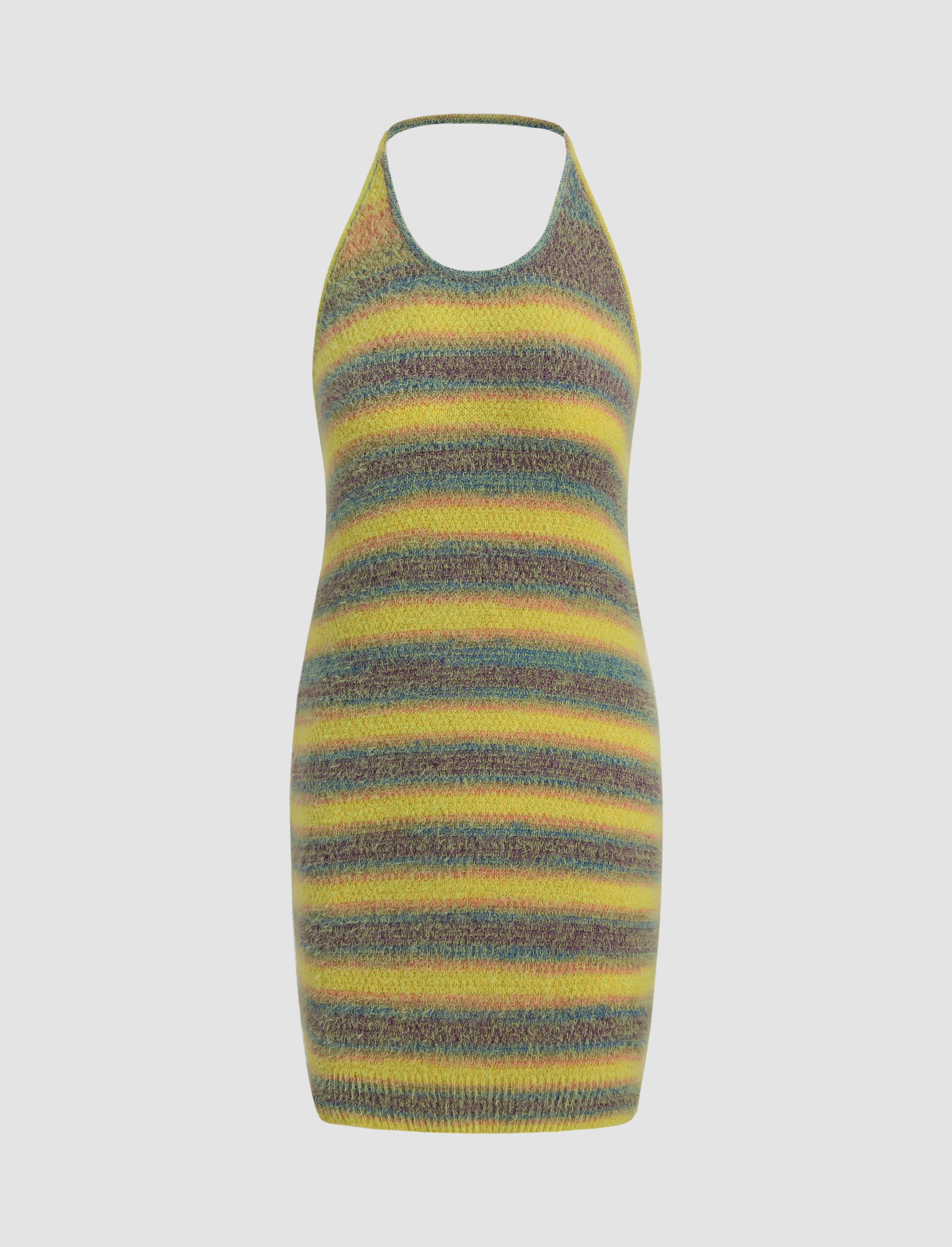 Knit Striped Backless Dress Cider