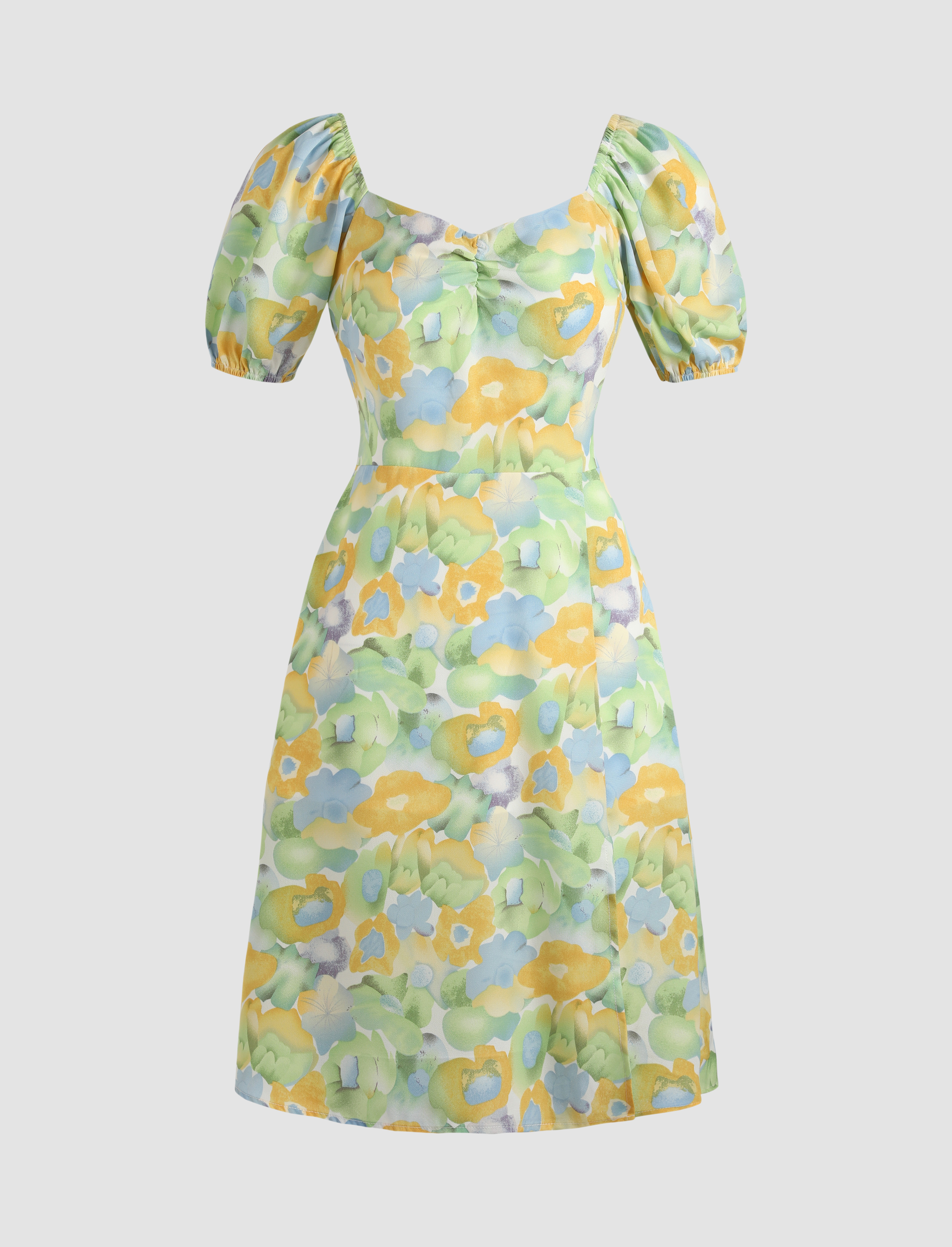 Floral Puff Sleeve Dress Cider