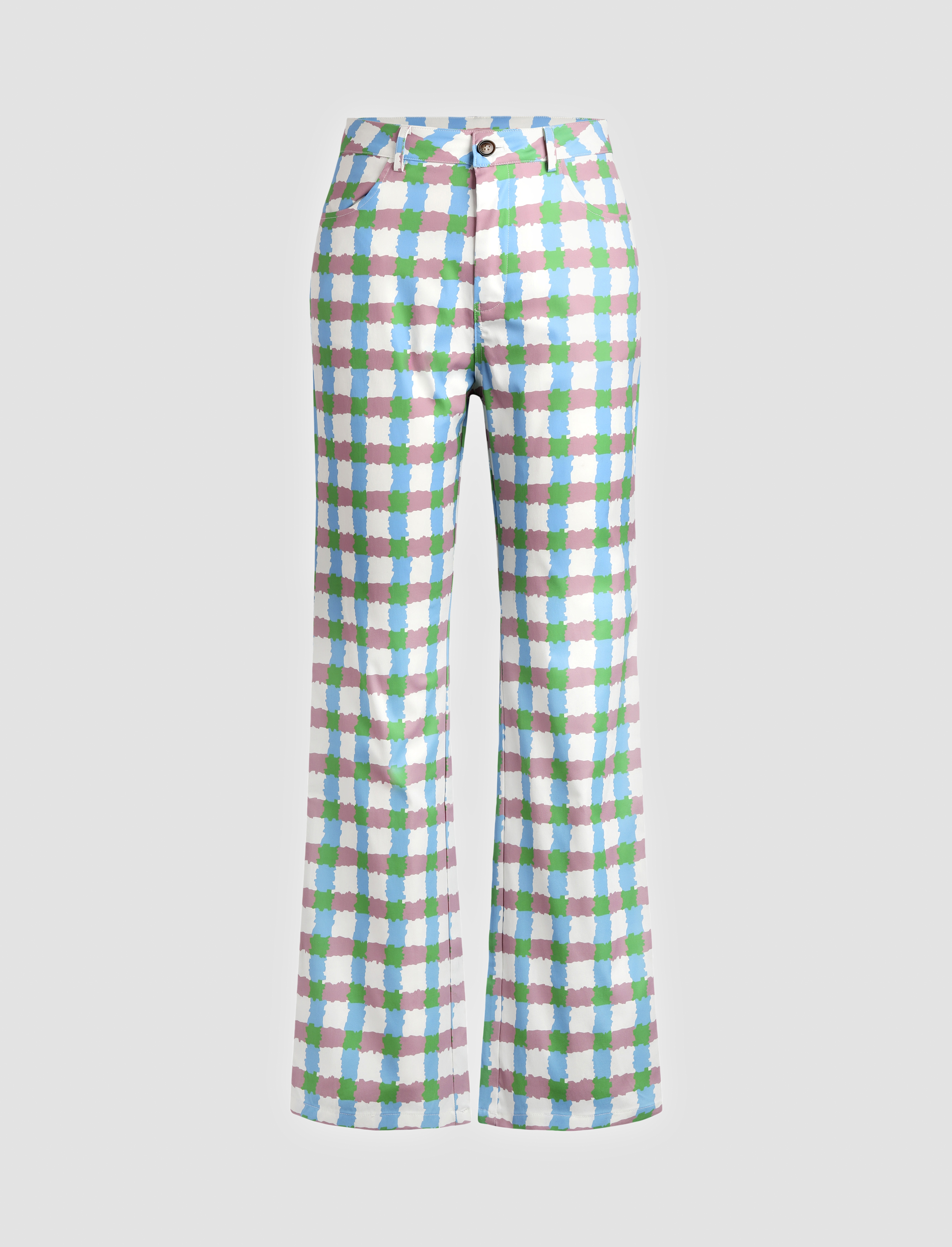Check print wide leg trouser | Pants | Women's | Ferragamo US