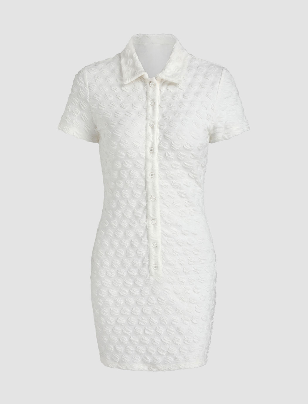White Collar Button Up Dress