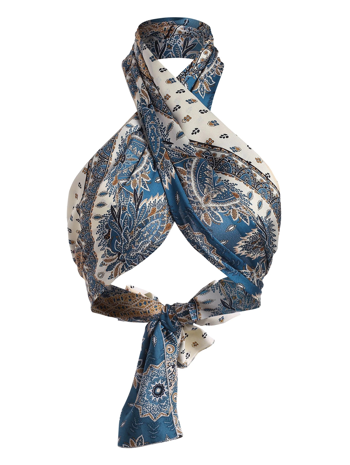 Blue Paisley Head Scarf