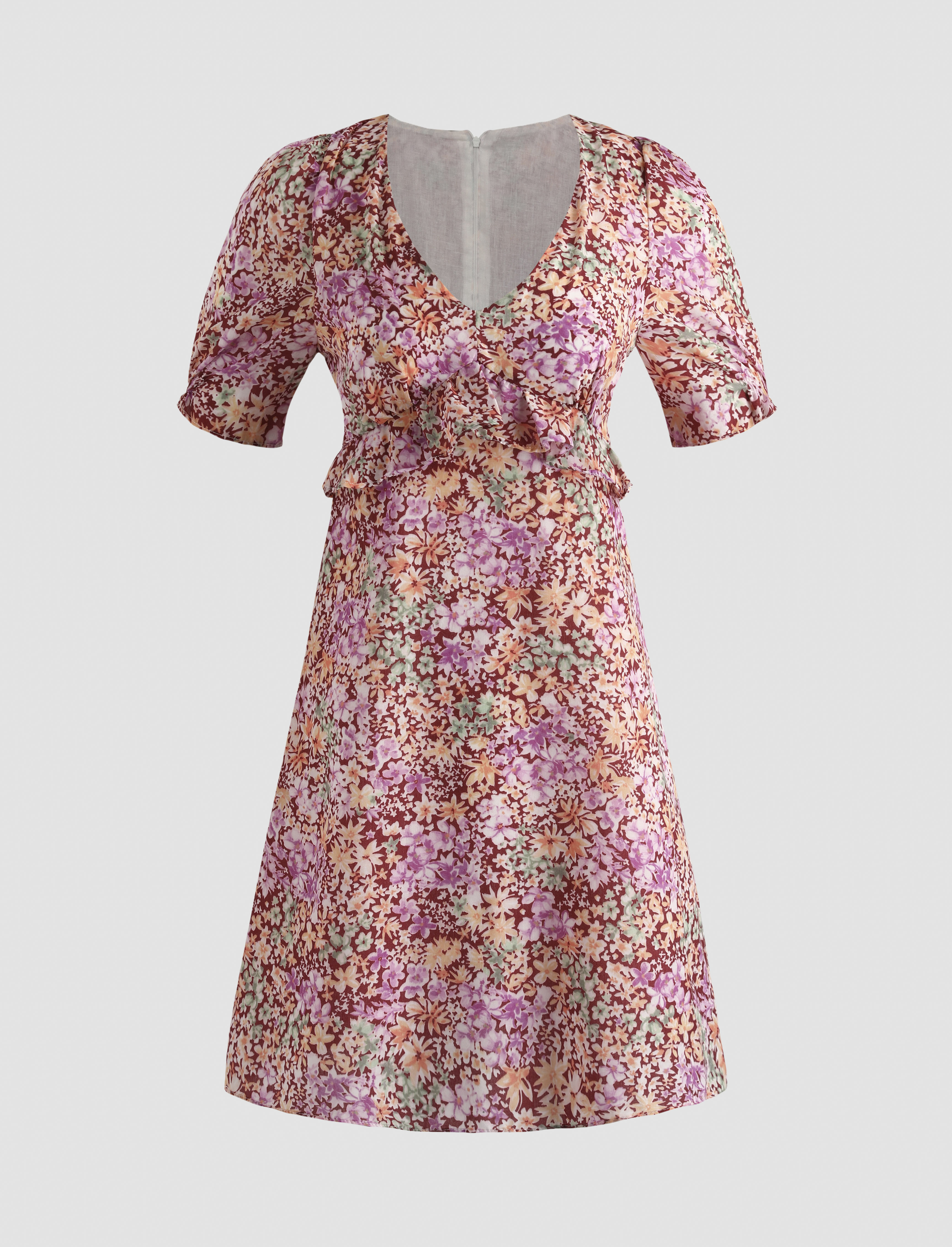 Floral Ruffle Mini Dress - Cider