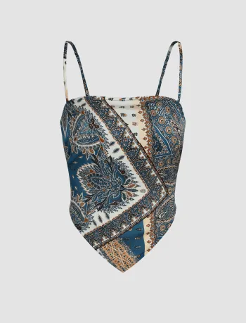 Paisley Print Blusen mit Rückenschleife