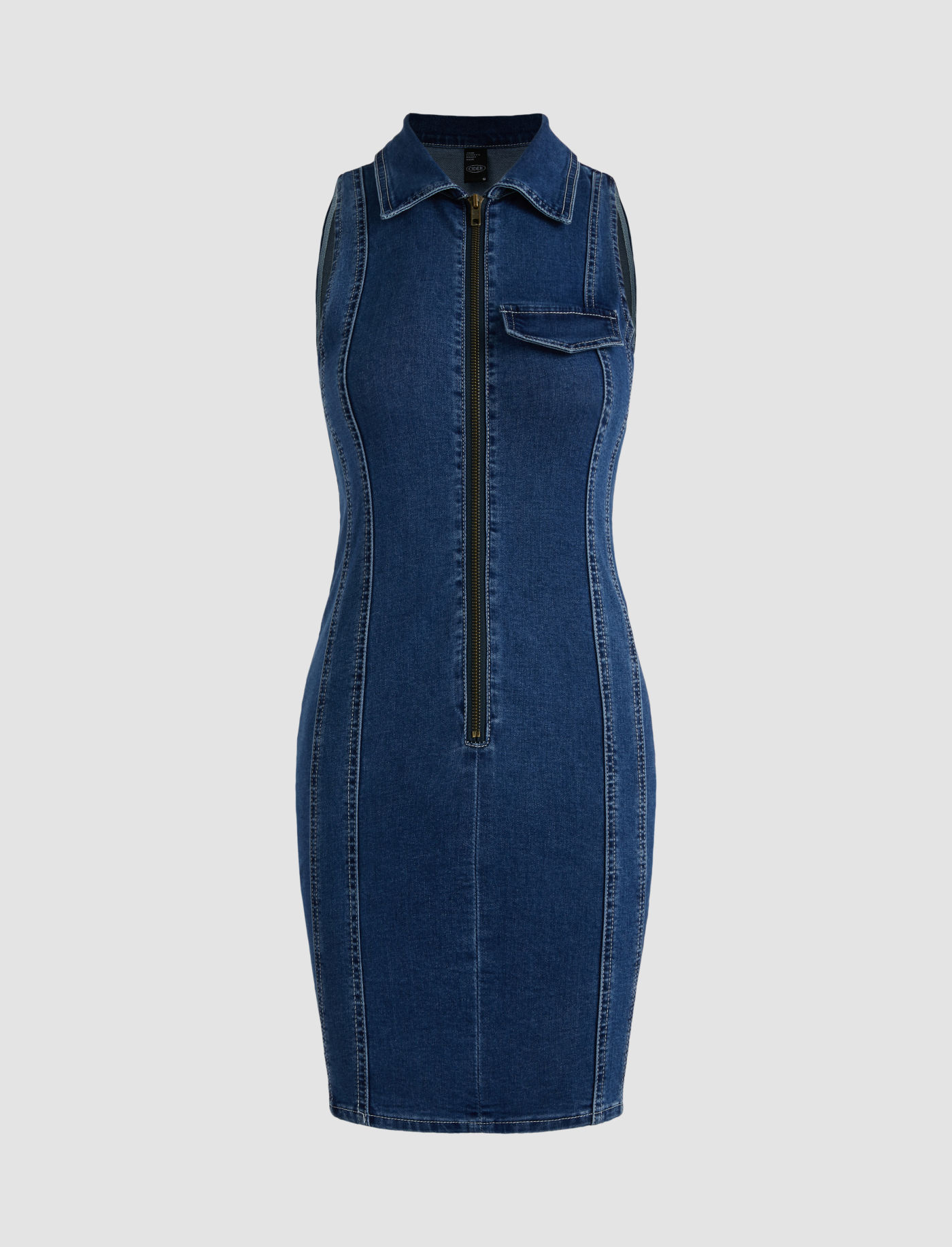 Zip Up Denim Dress