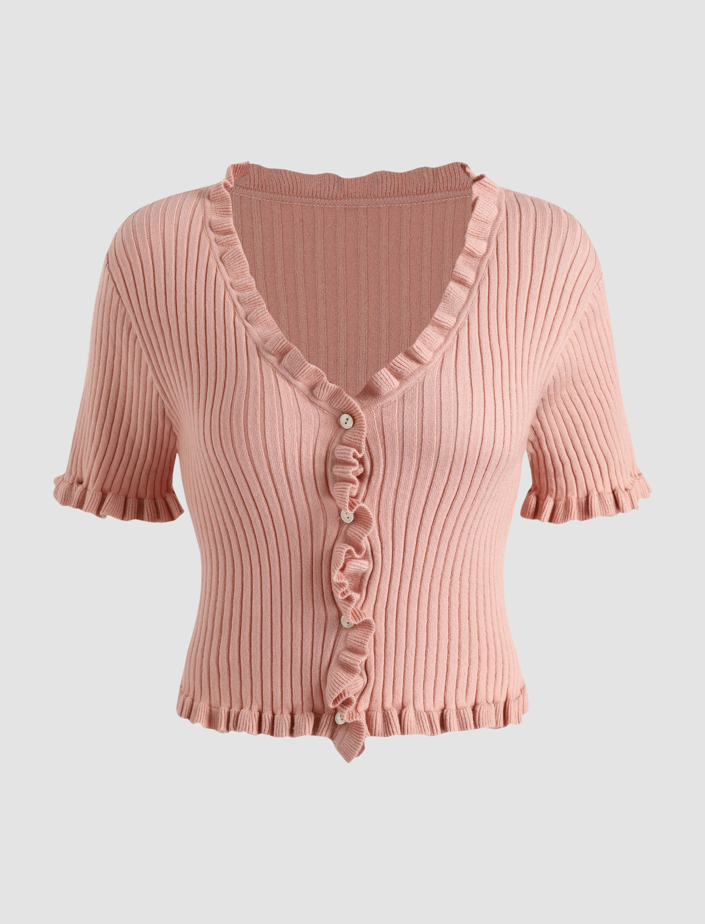 Pink Ruffle Knitted Top