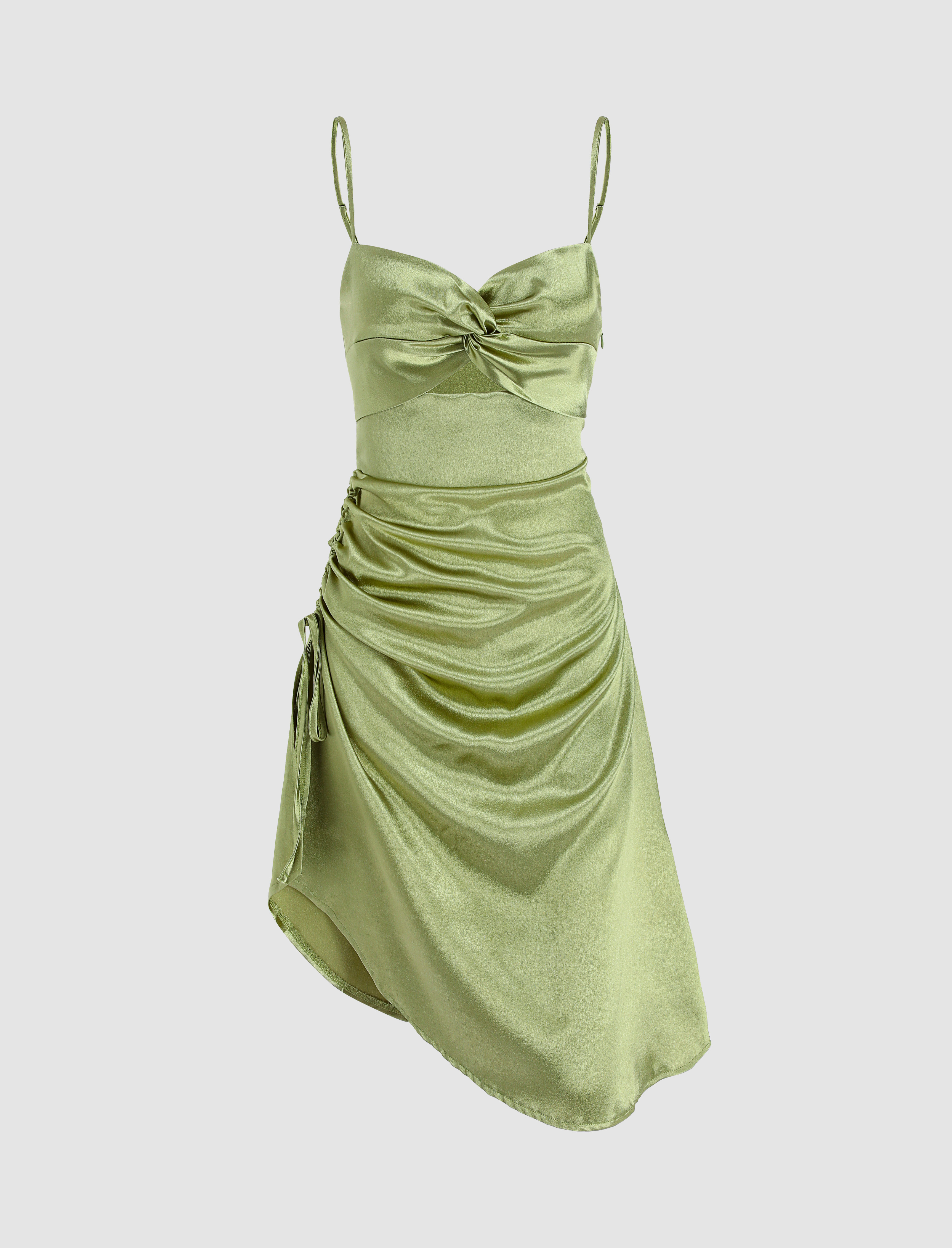 AsYou satin cut out dress in green - ShopStyle