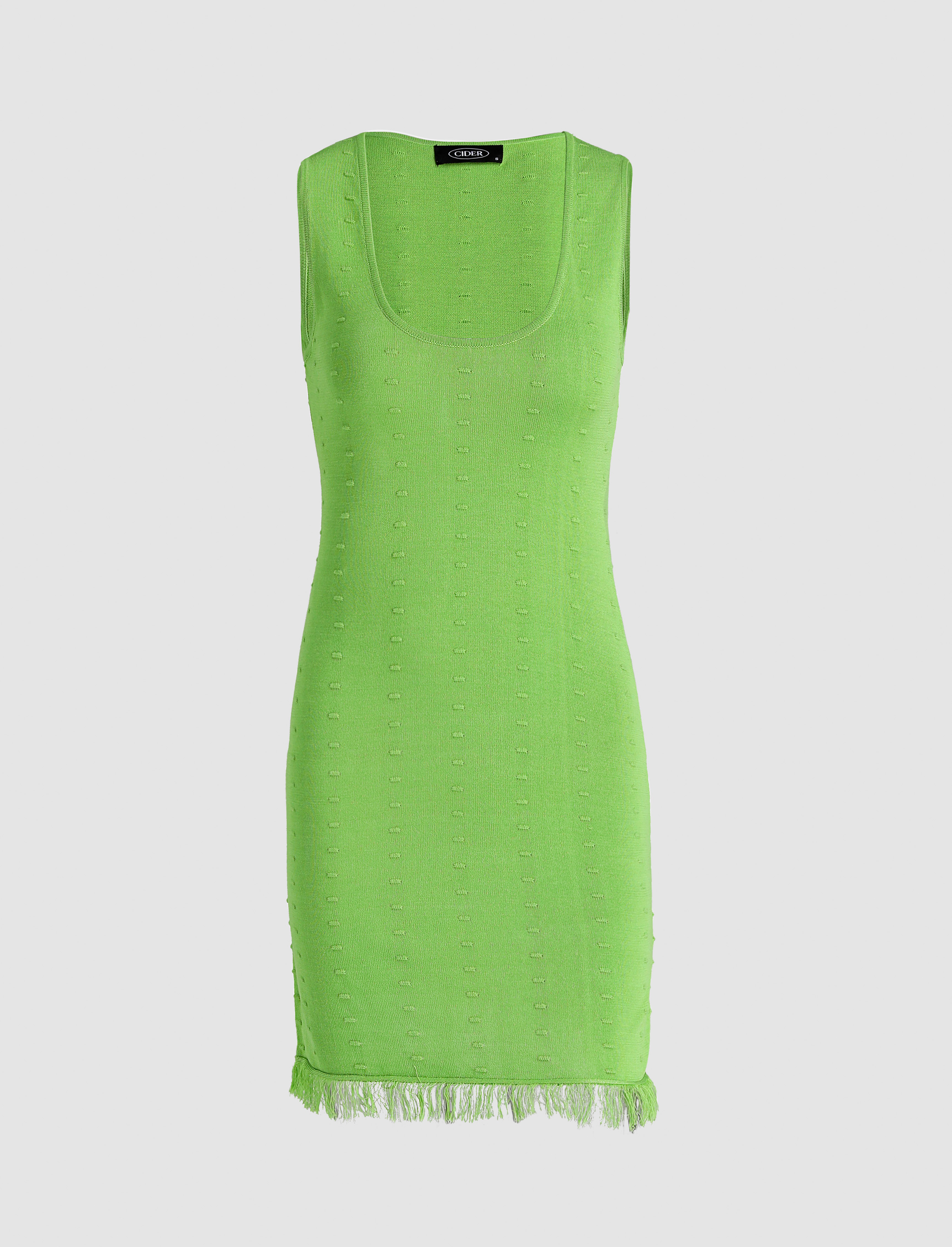 Green Fringe Hem Mini Dress Cider