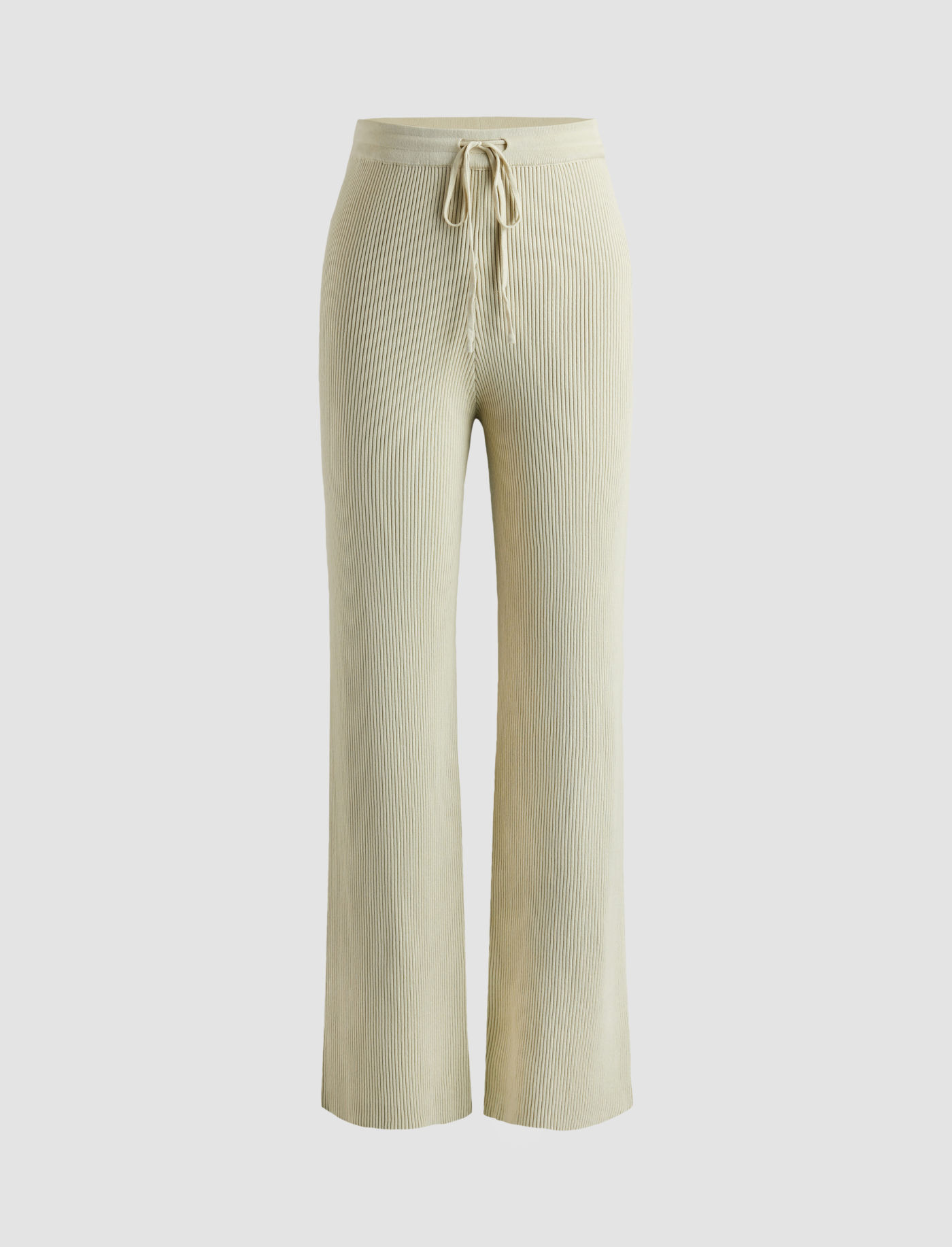  Beige Rippstrick-Hosen