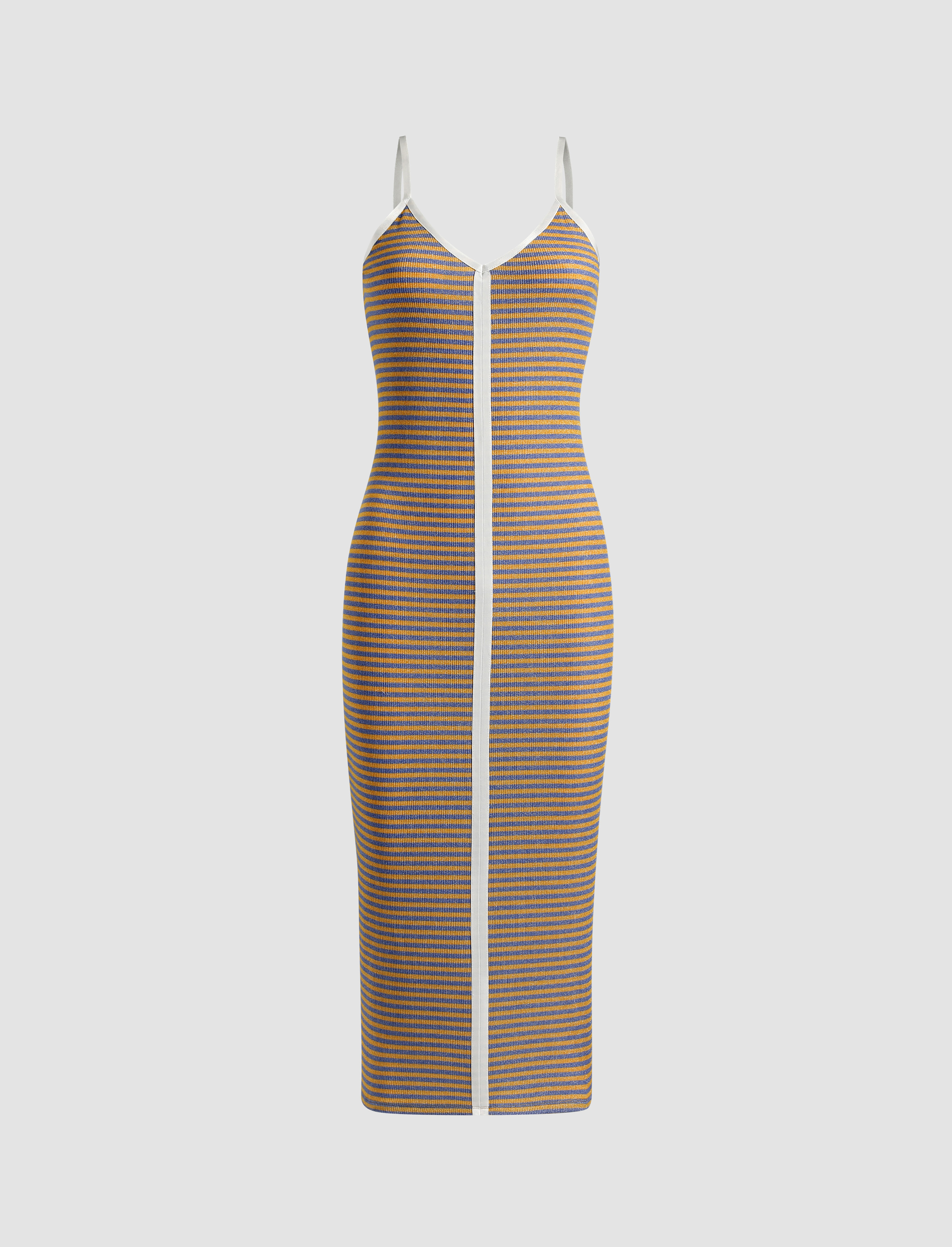 Stripe Rib Knit Bodycon Cami Dress Cider