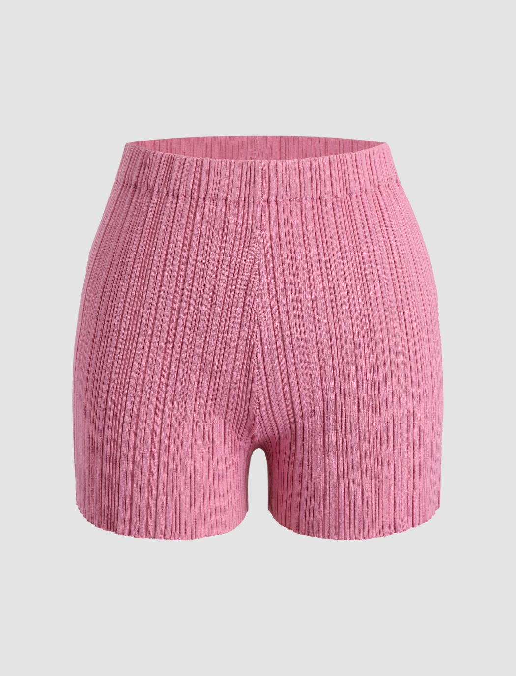 Rosa gerippte Mini-Shorts