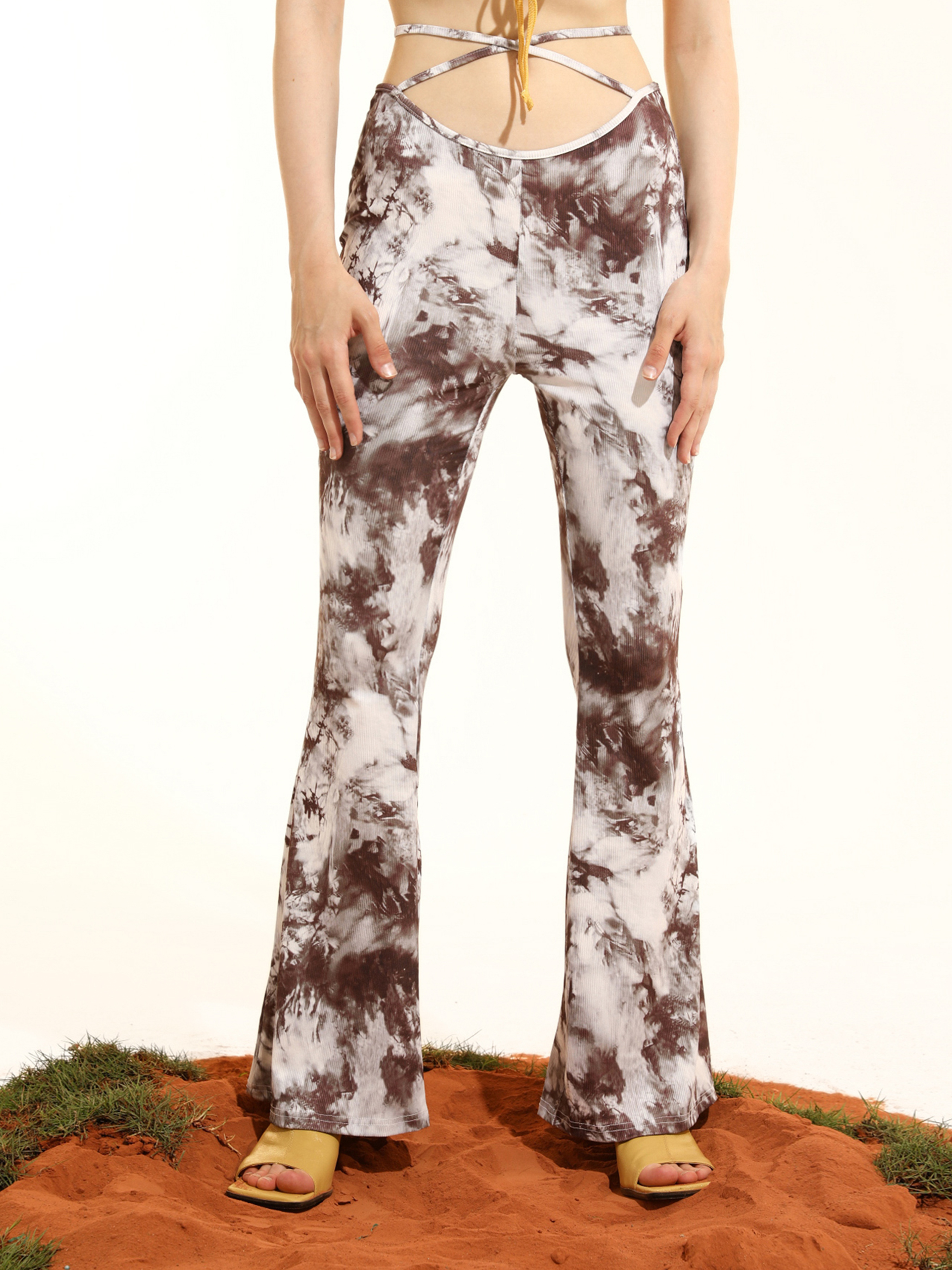 Slate & Snow Tie-Dyed Flare Pants