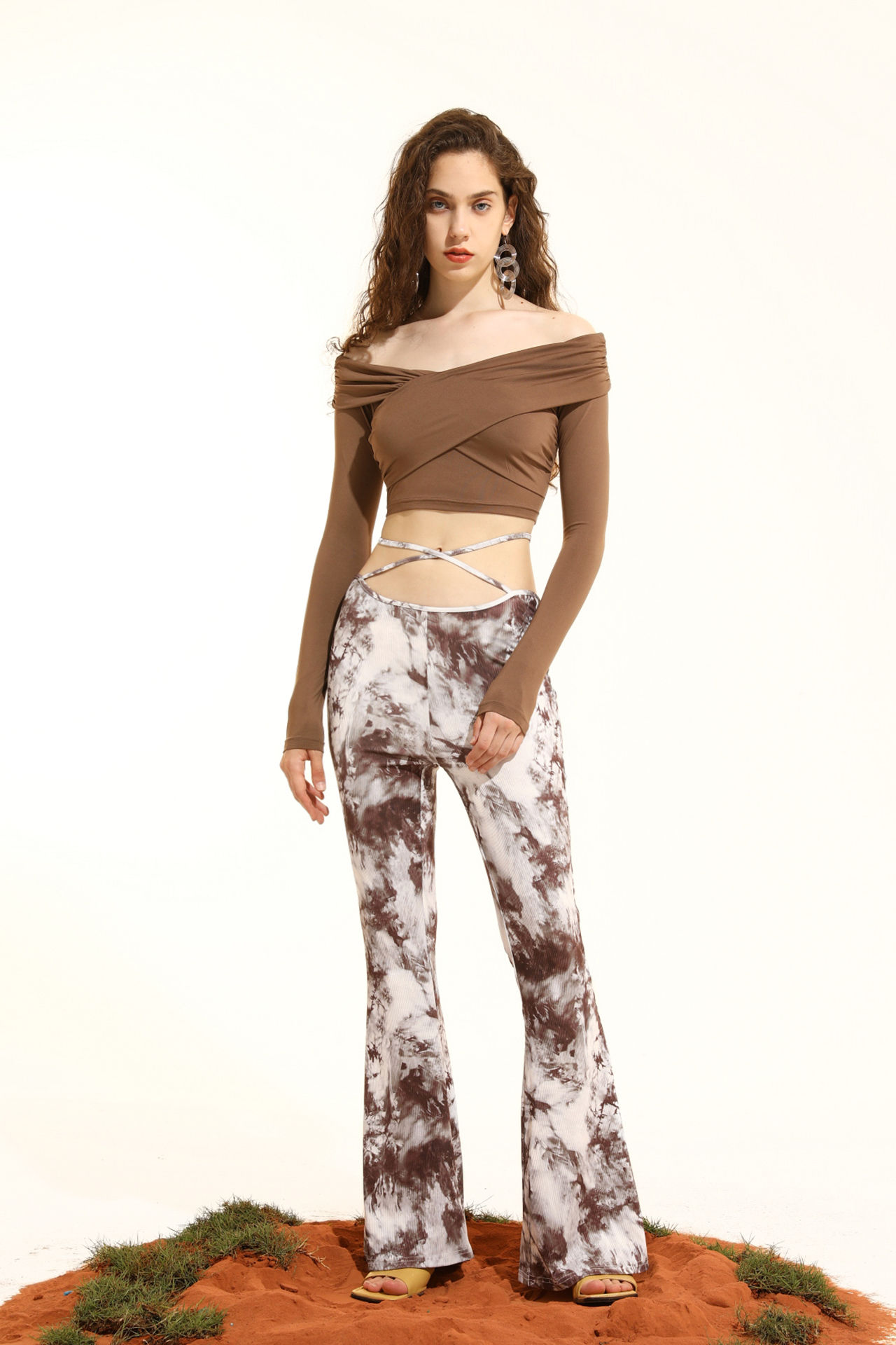 Brown Off-shoulder Top 