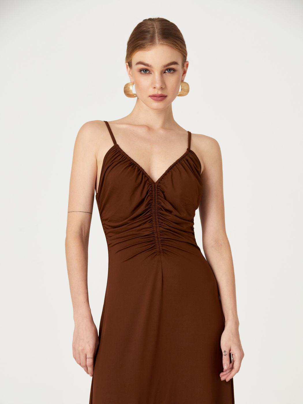 Solid VNeckline Cami Dress Cider