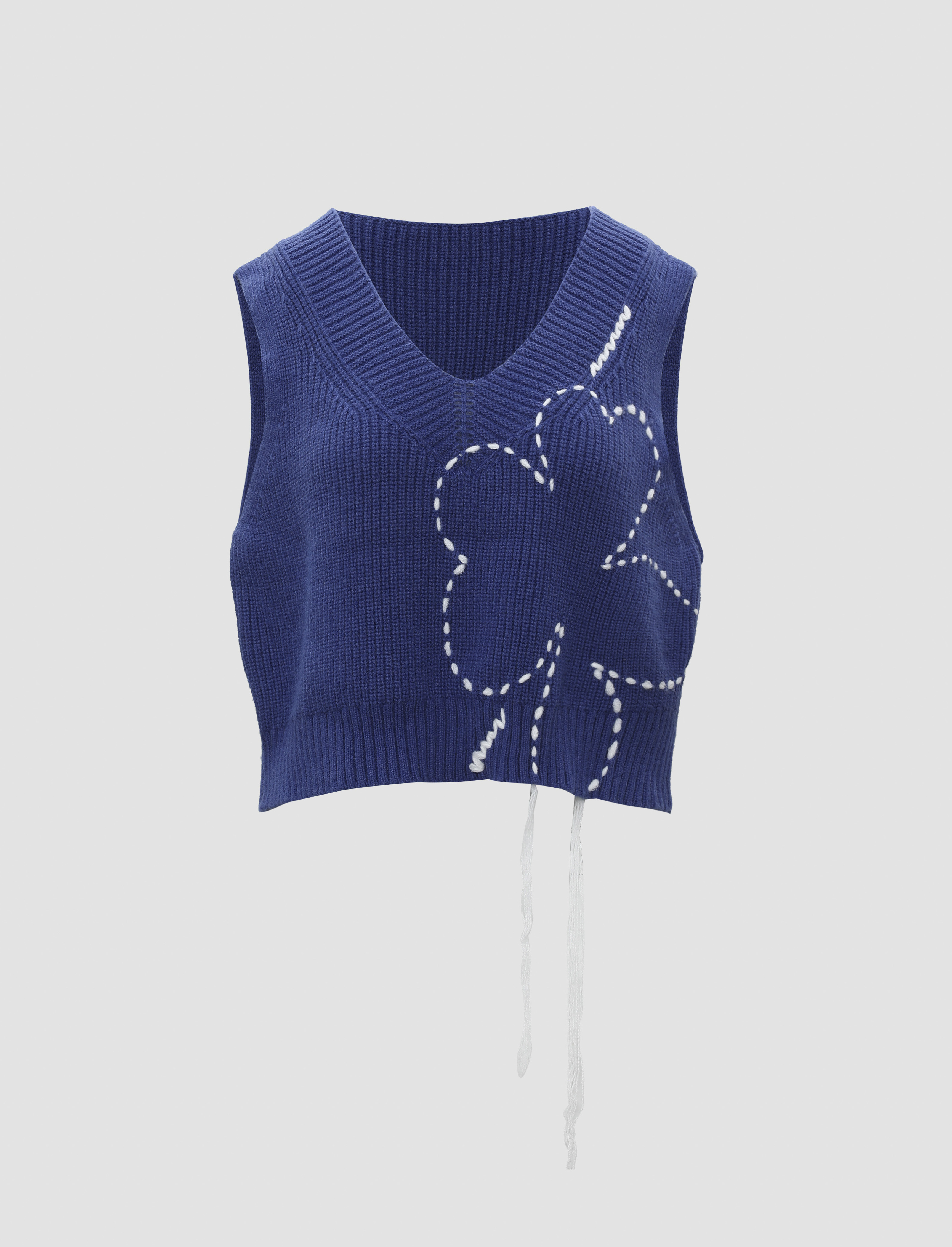Fitted Red Floral Decorated Knit Vests Winter main image 1