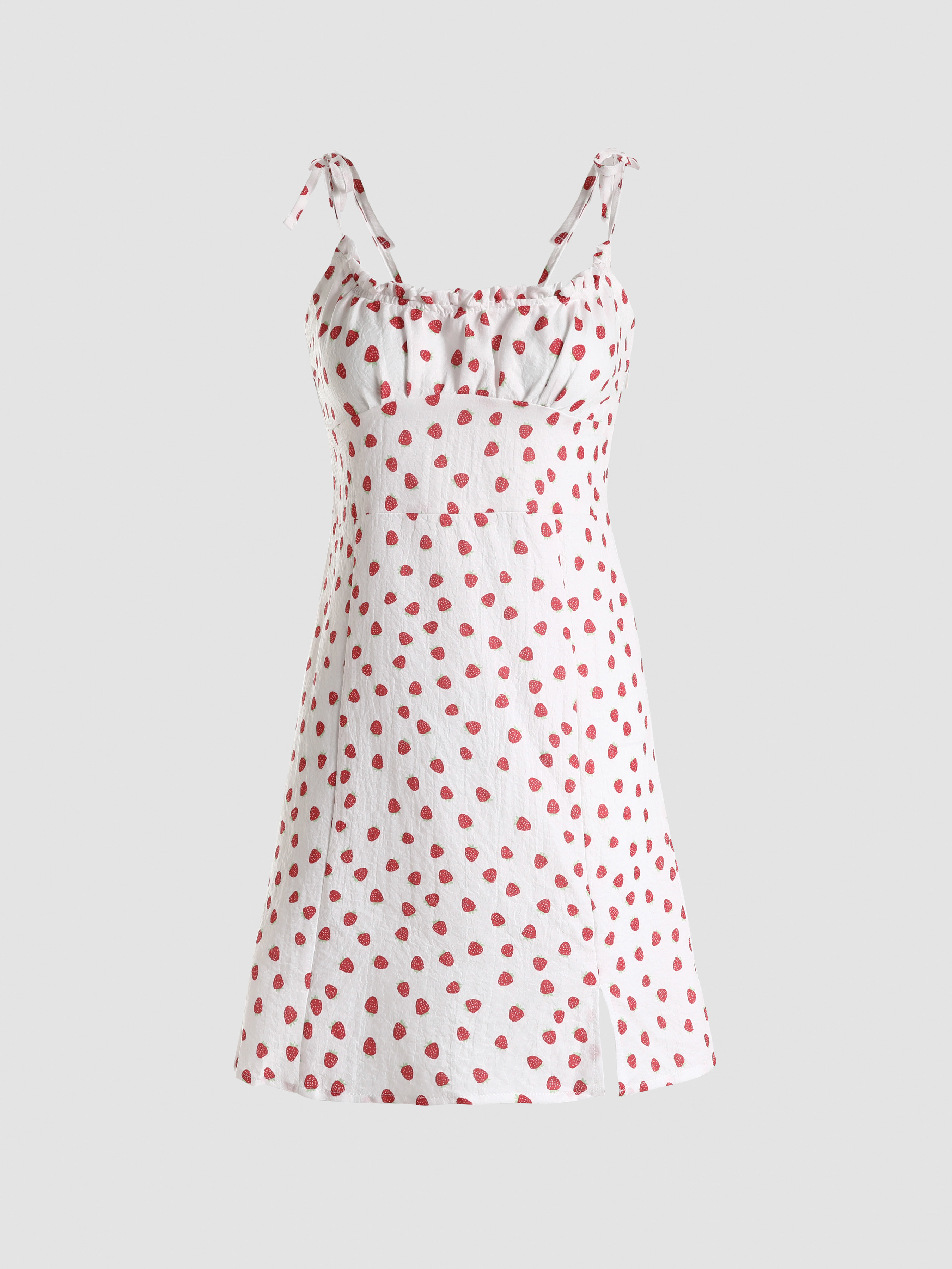Strawberry Print Slit Cami Dress