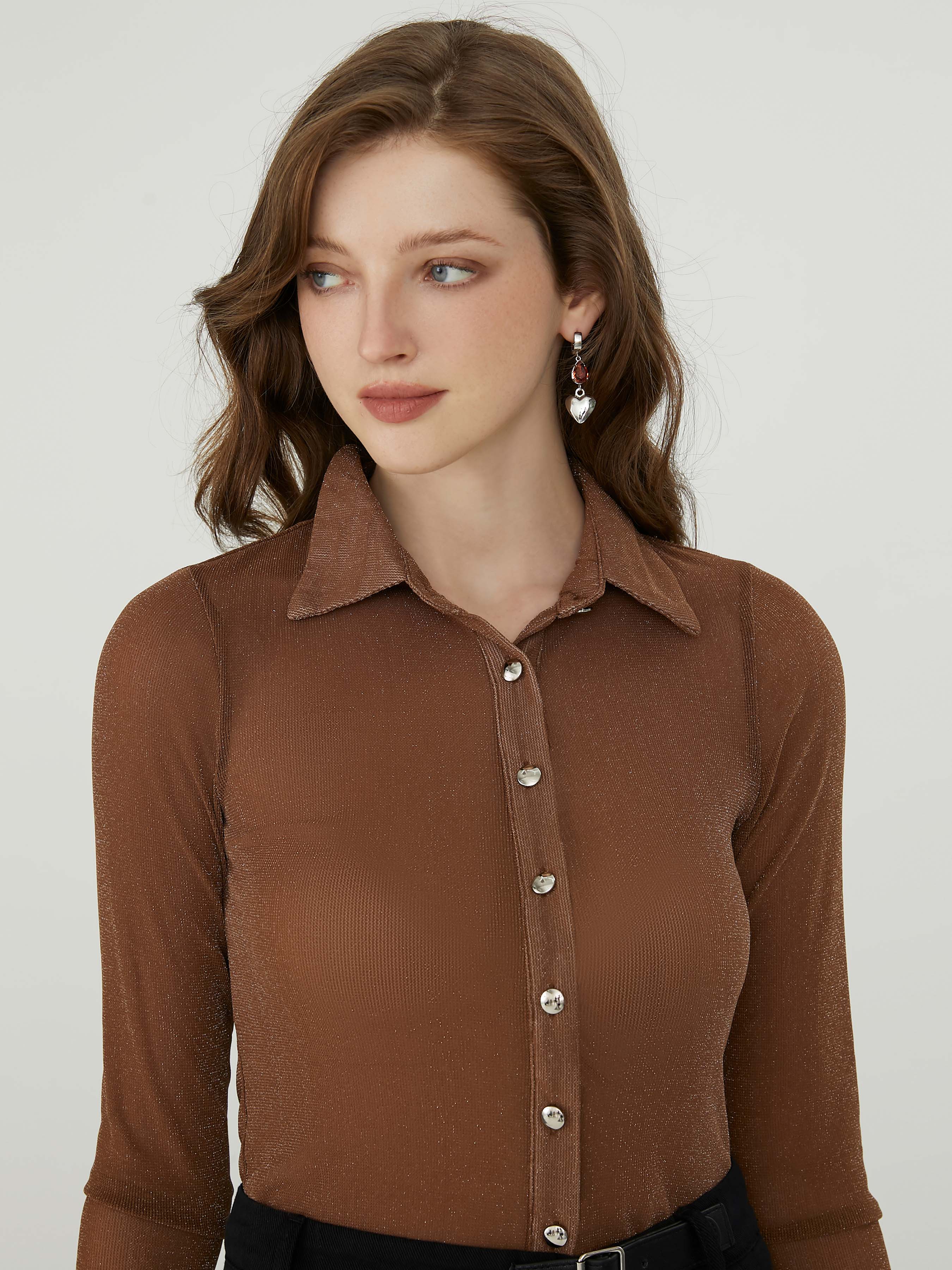 Solid Brown Blouse - Cider