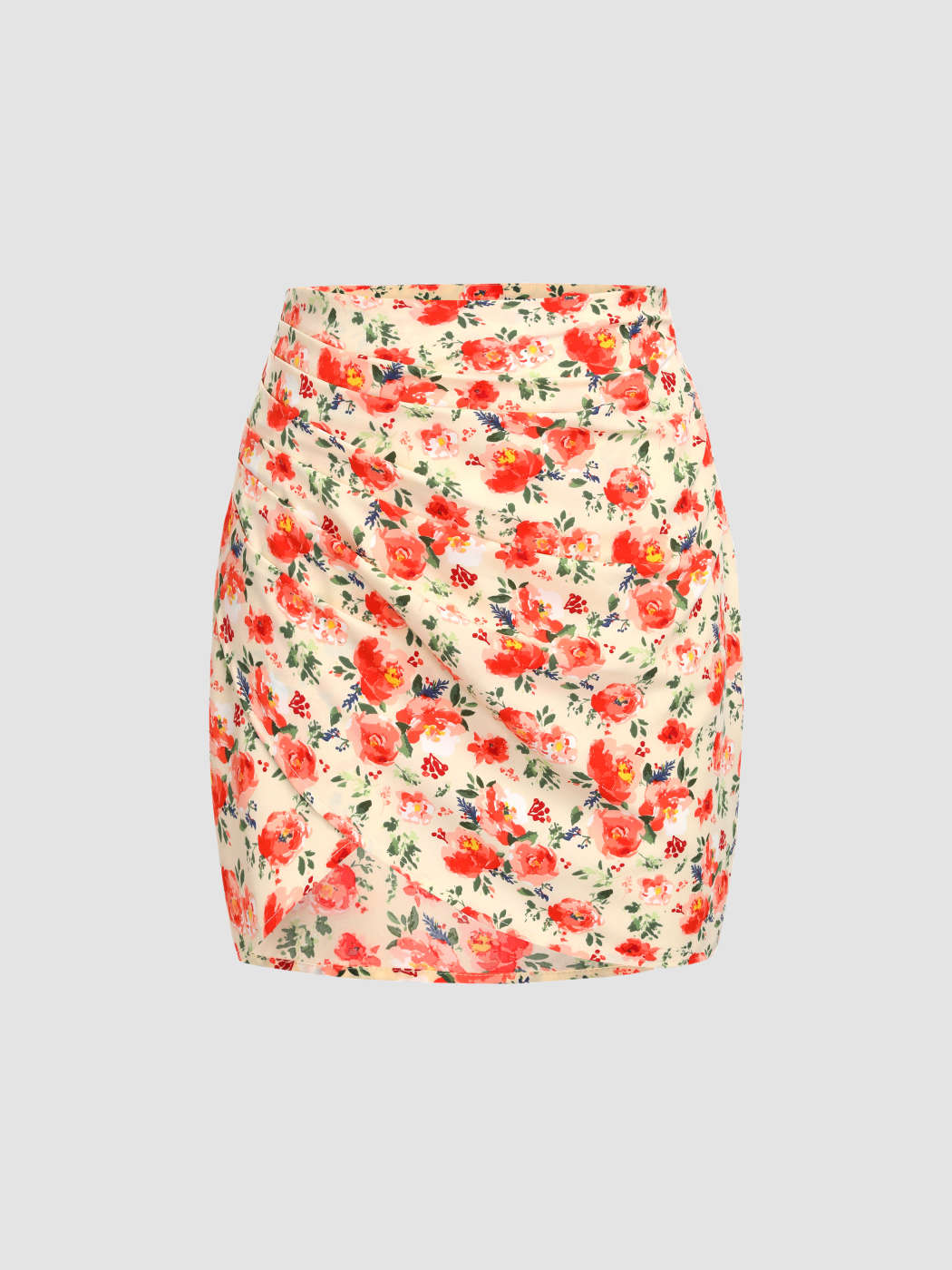 Ditsy Floral Wrap Red Flower Mini Skirt Floral Wrap Mini Skirt