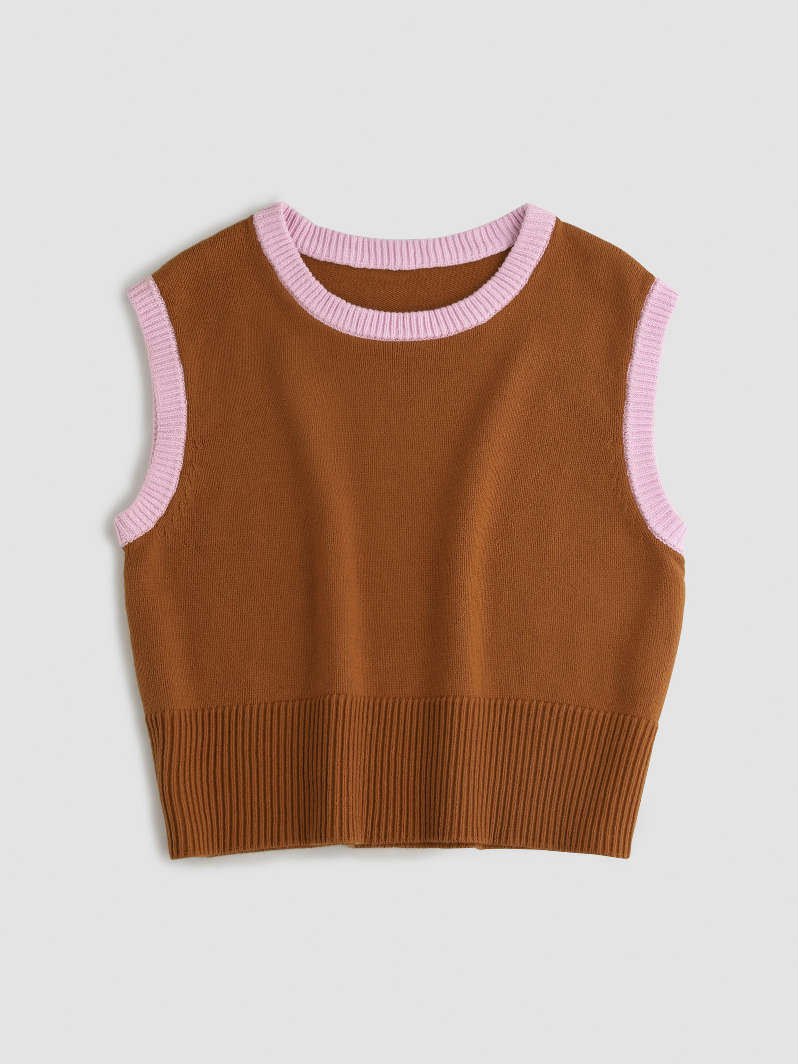 Brown Knitted Tank Top - Cider