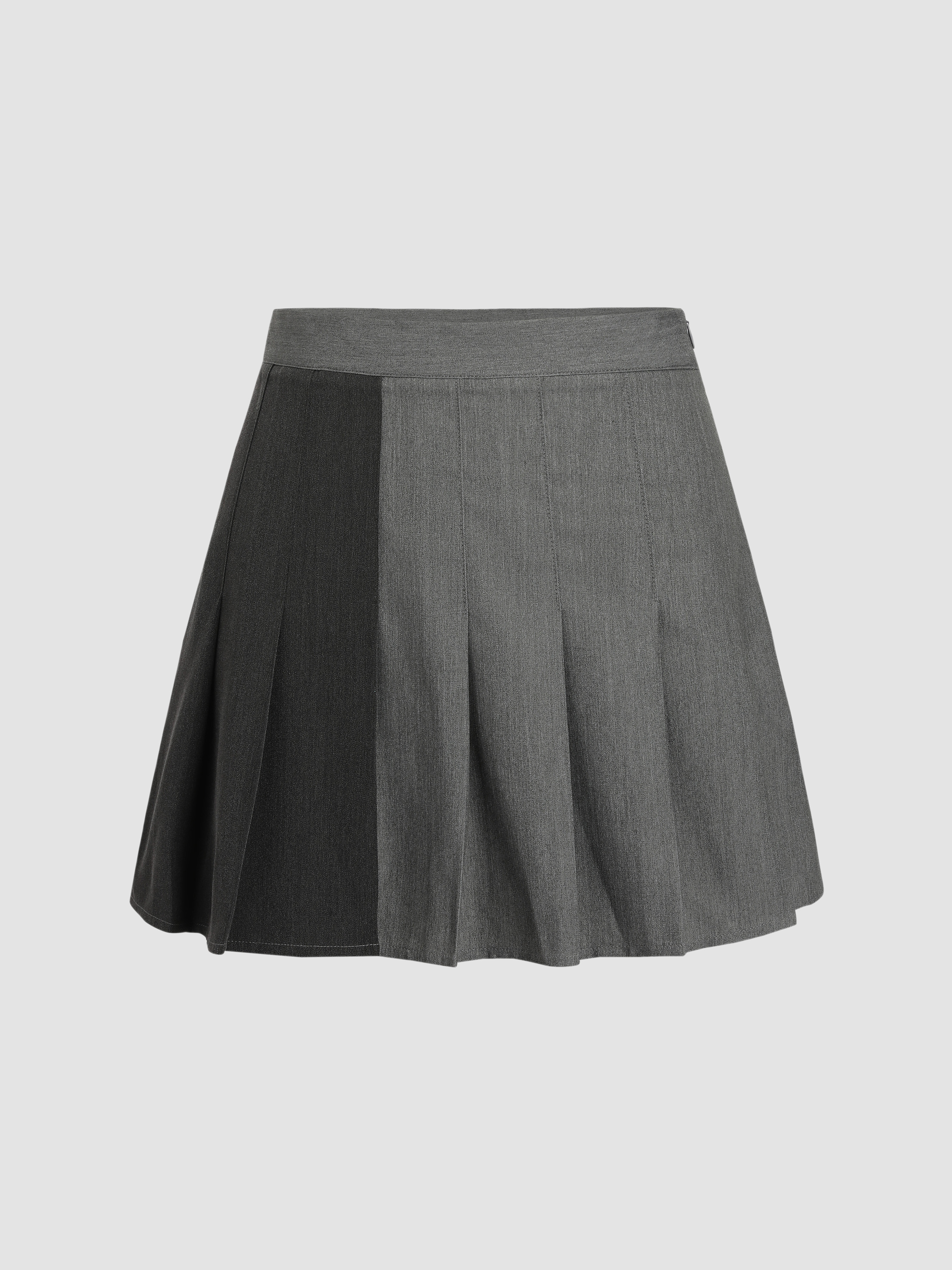 Grey Pleated Mini Skirt - Cider