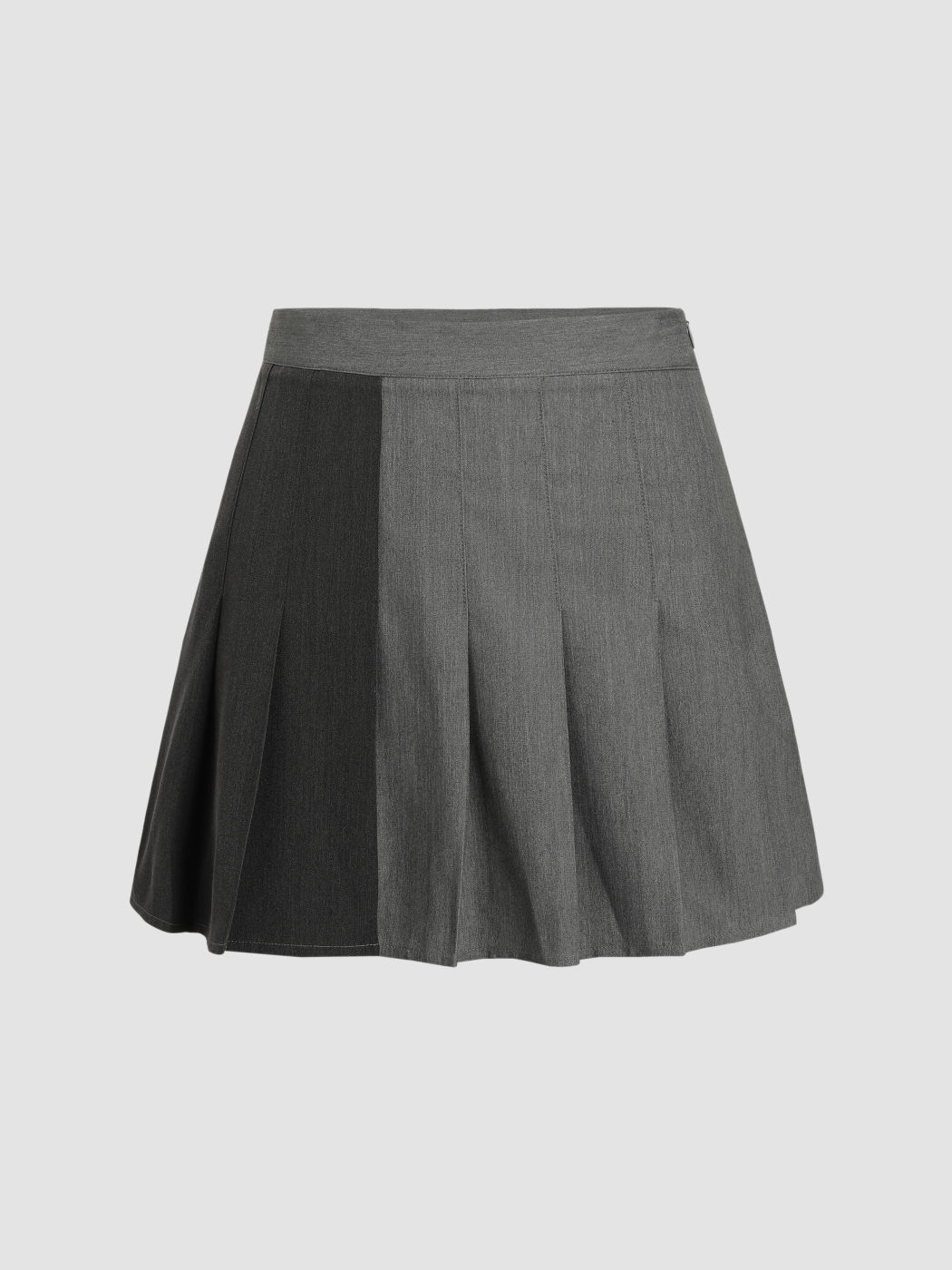 Grey Pleated Mini Skirt