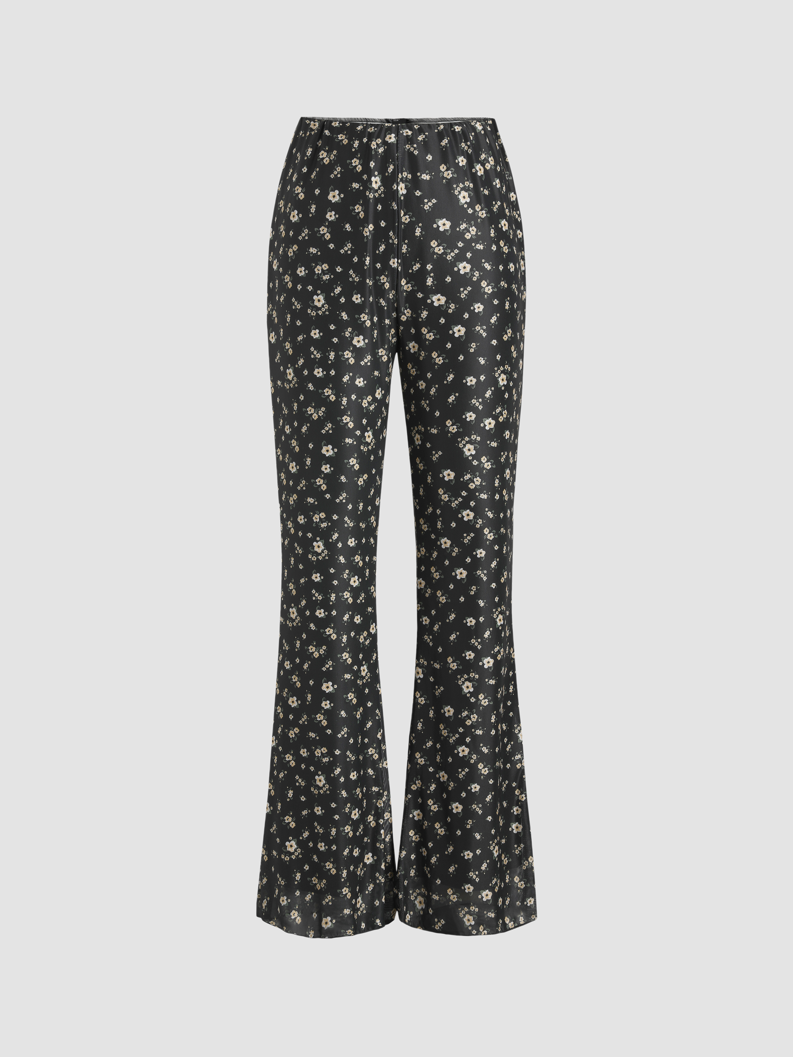 Ditsy Flared Trousers - Cider