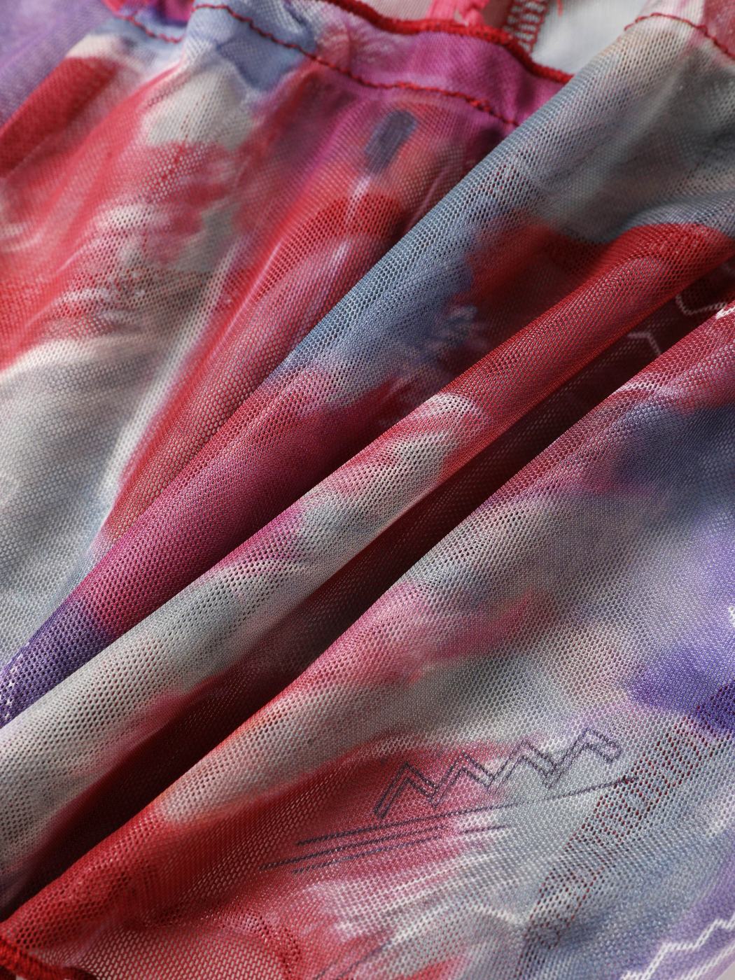Cami-Oberteil aus Netzstoff mit Batikmuster