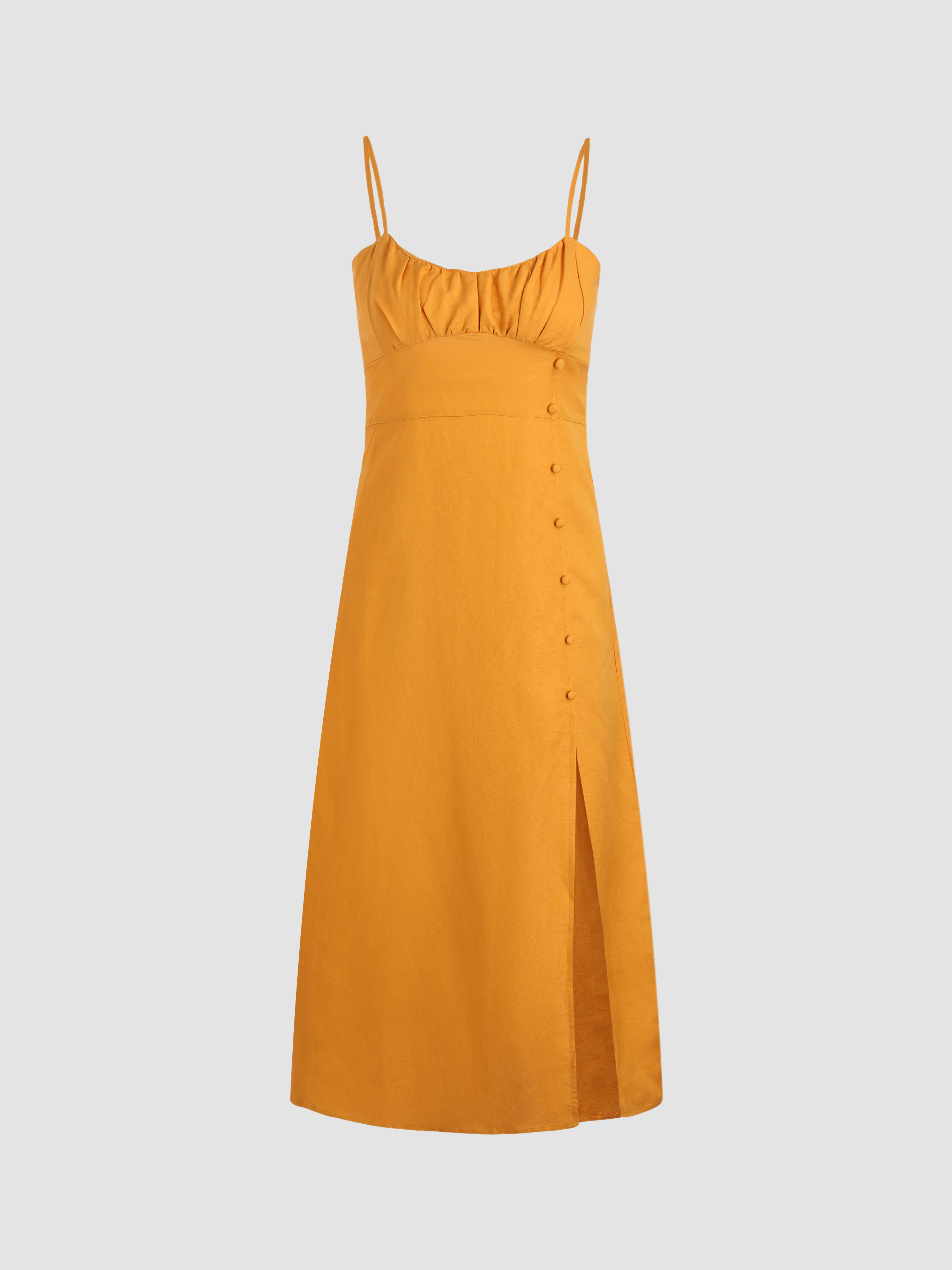 Tie Back Slit Midi Dress - Cider