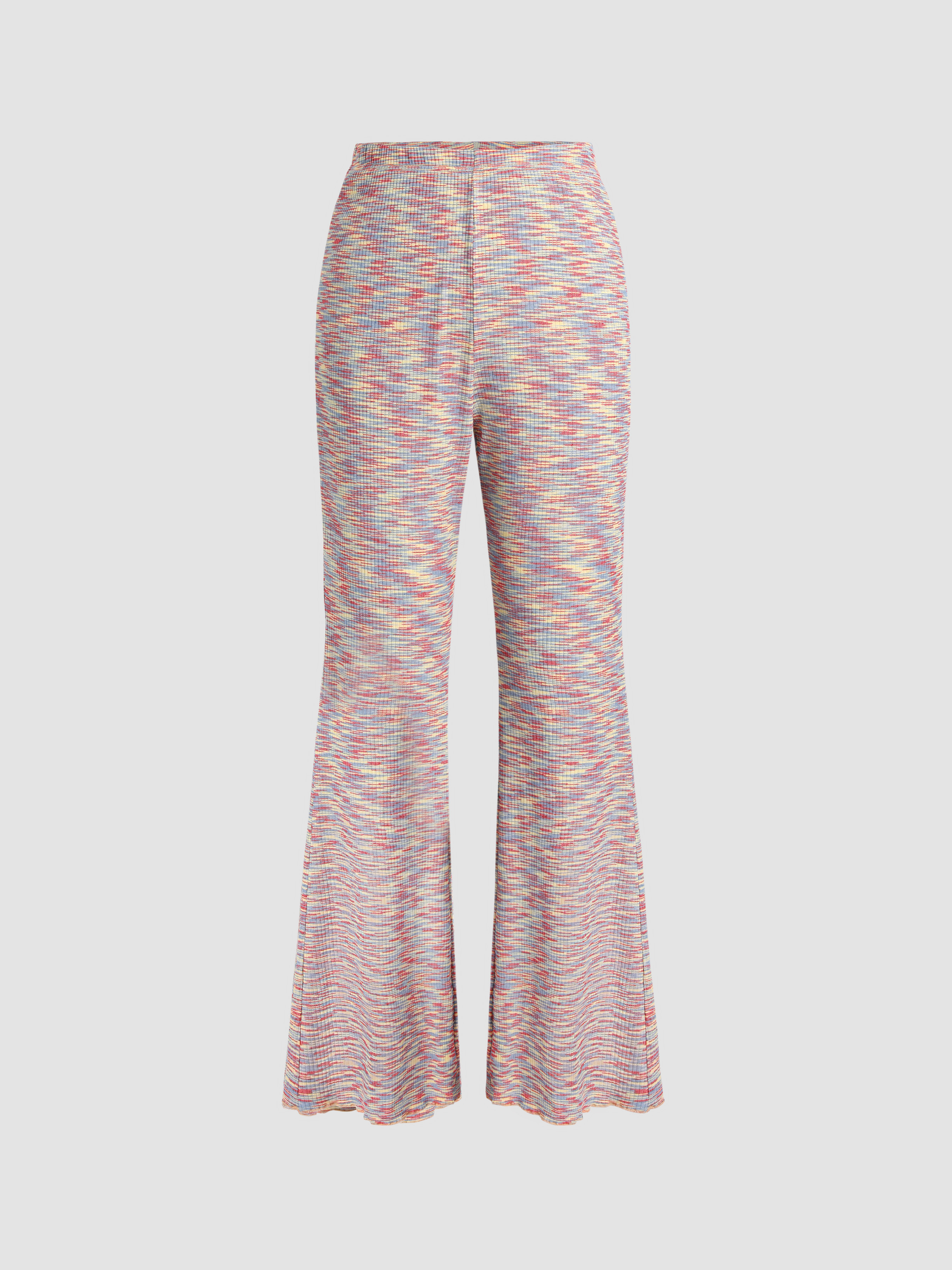 Colorful Rib Flared Trousers Cider
