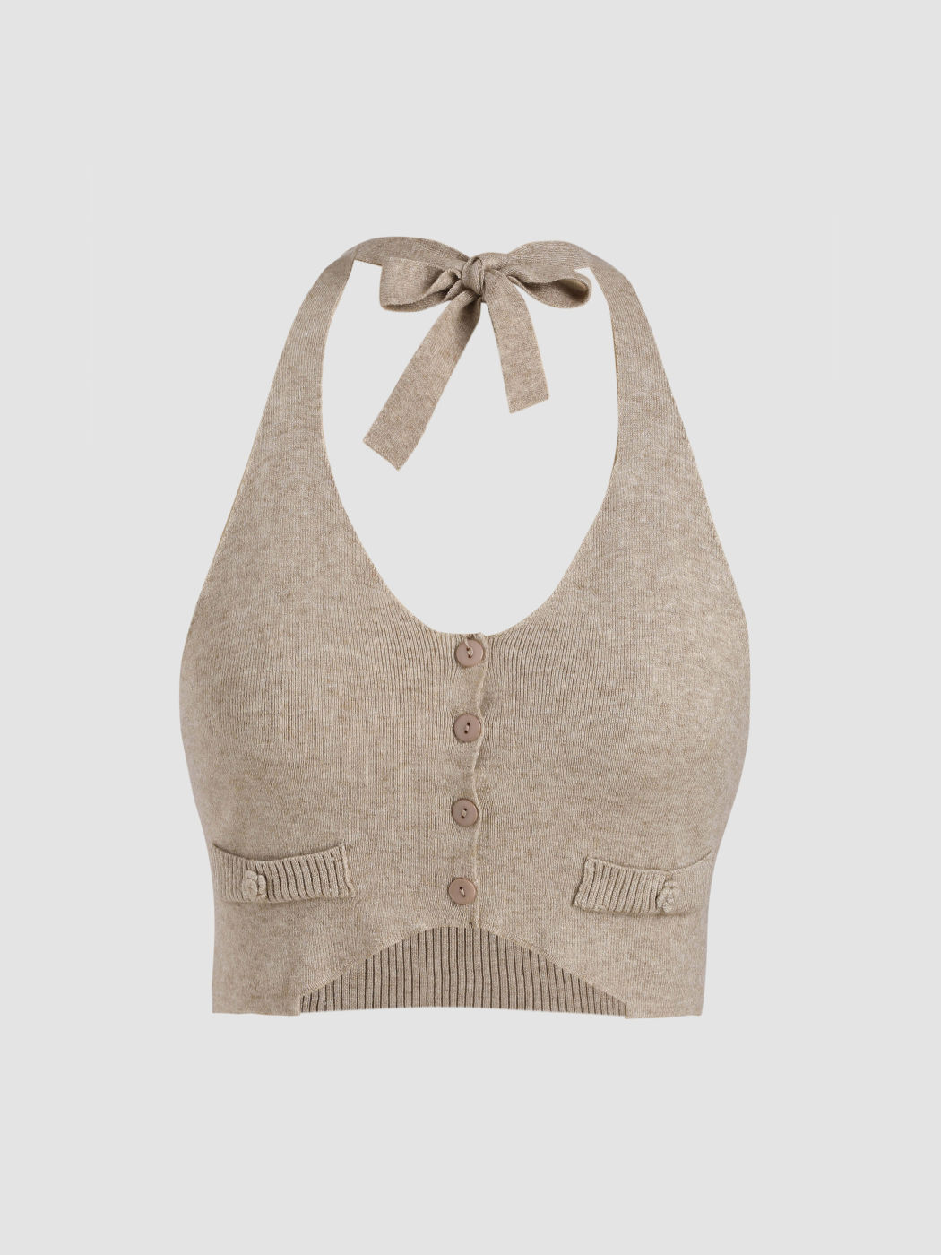 Button Up Knitted Halter Top