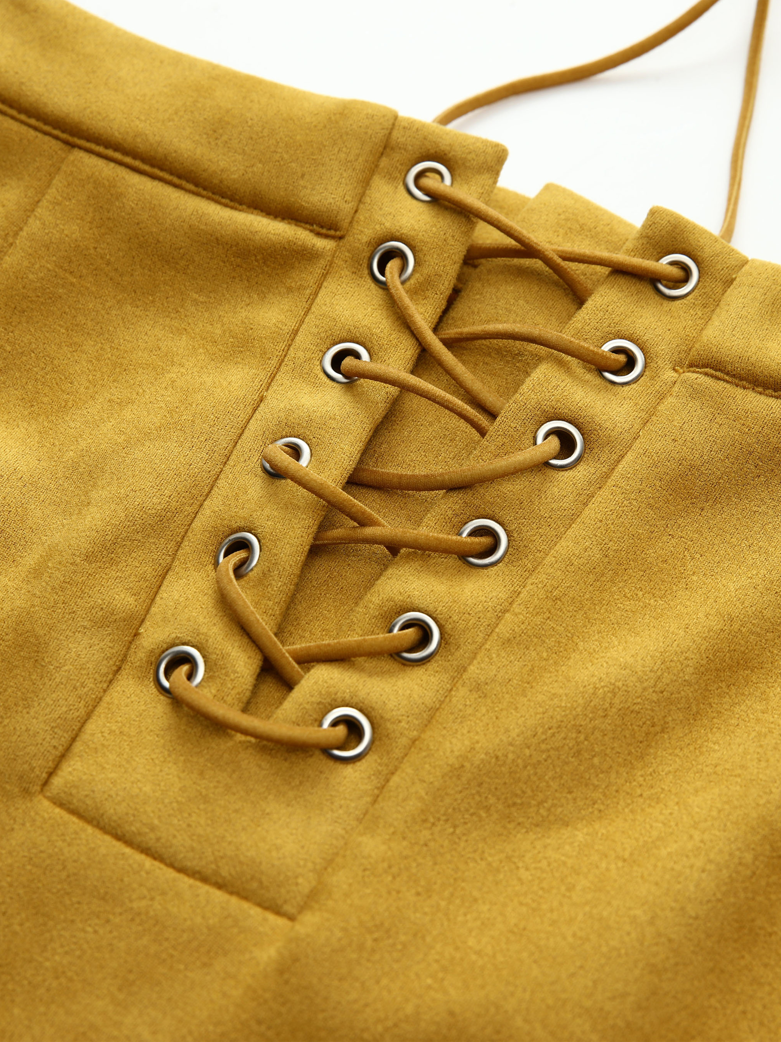 Mustard lace up skirt hotsell