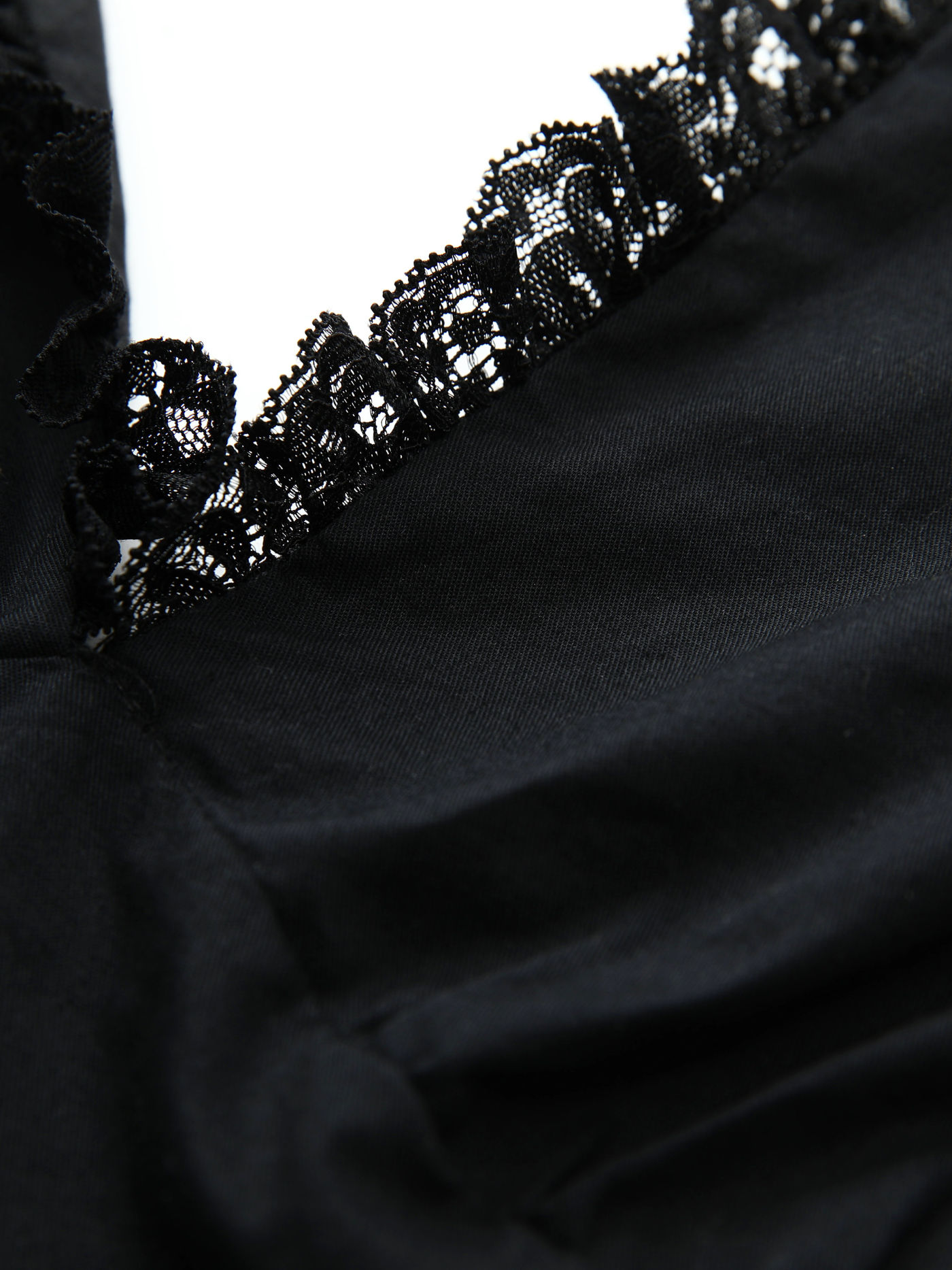 Black Lace Trimmed V-neck Top