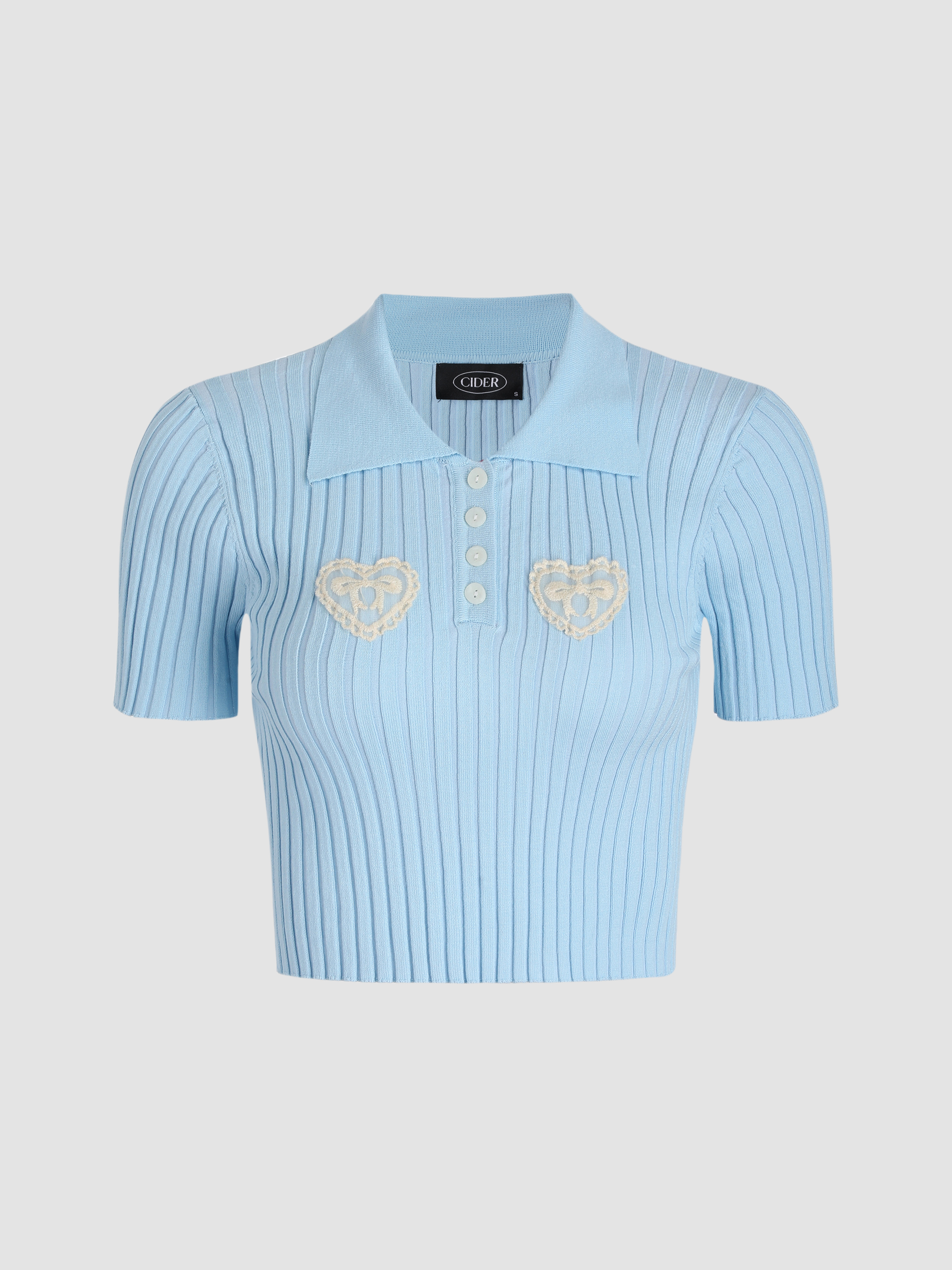 Heart-Shaped Lace Splicing Knit Top - Cider