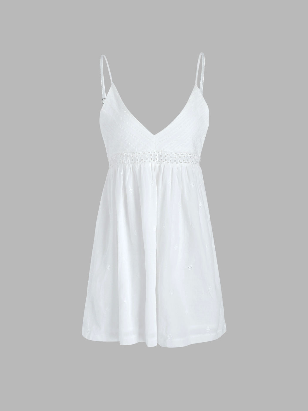 Hohles weißes Kleid mit V-Ausschnitt