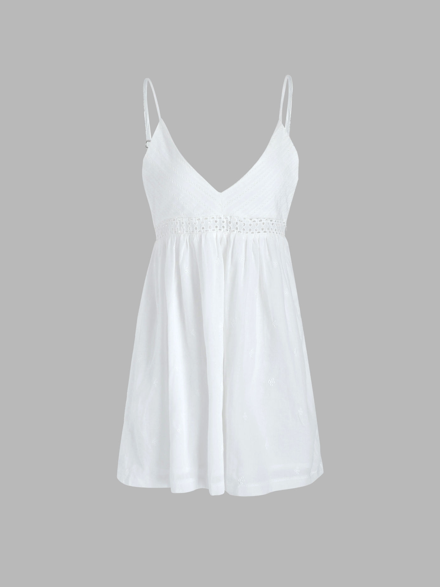 Hohles weißes Kleid mit V-Ausschnitt