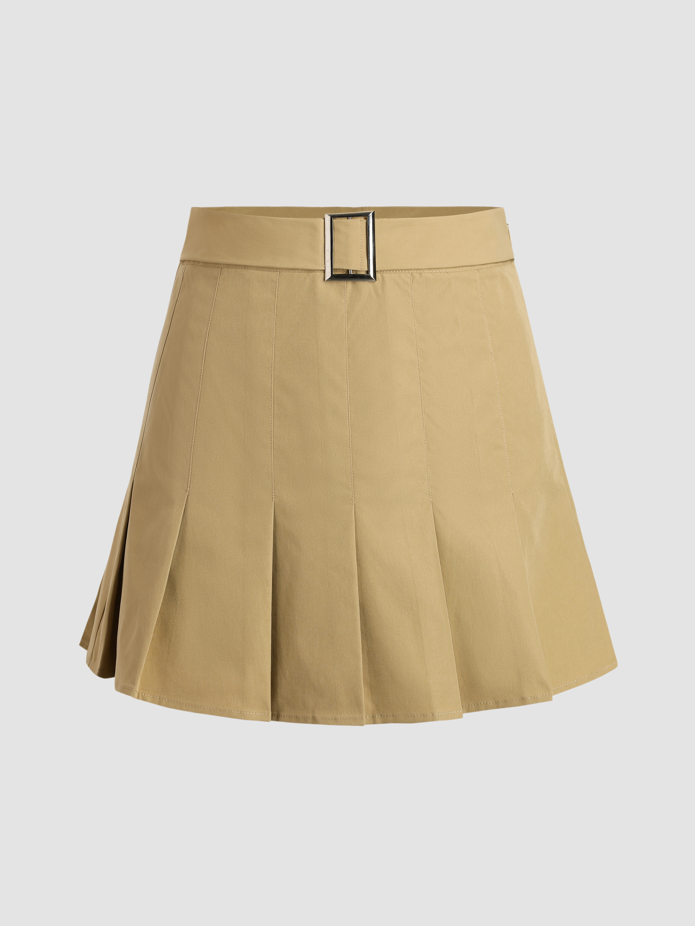 Pleated skirt khaki sale