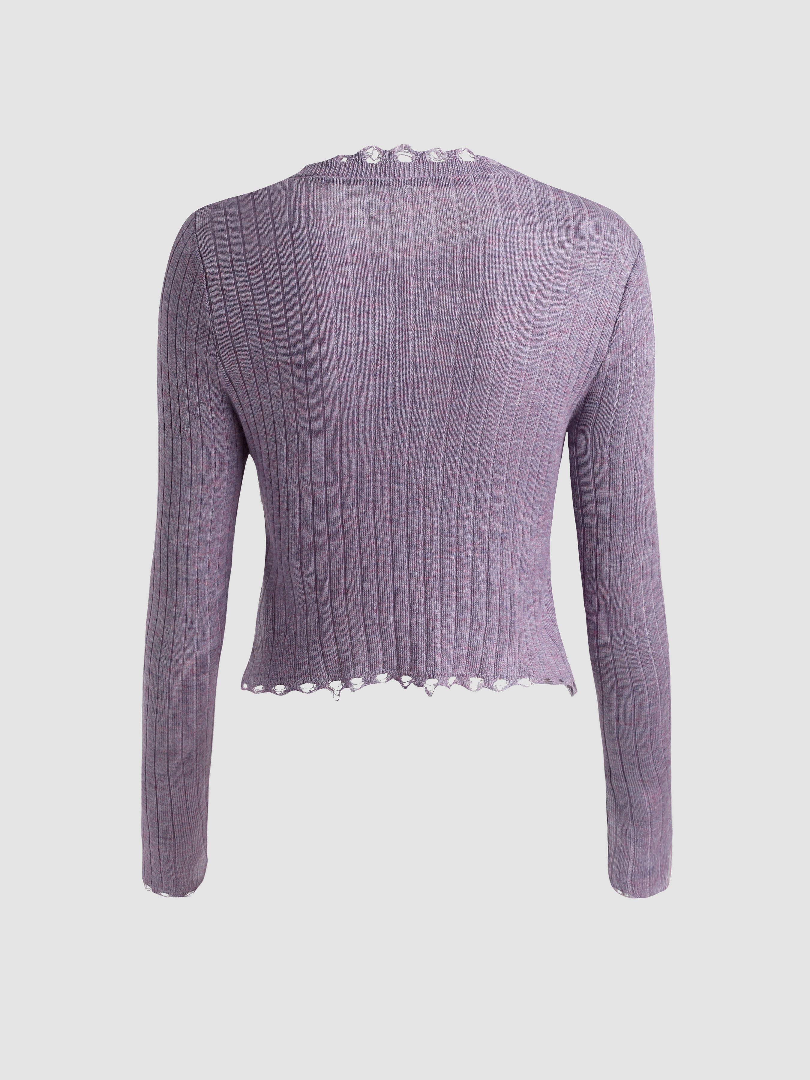 Purple Haze Frayed Knit Cardigan & Tank Top