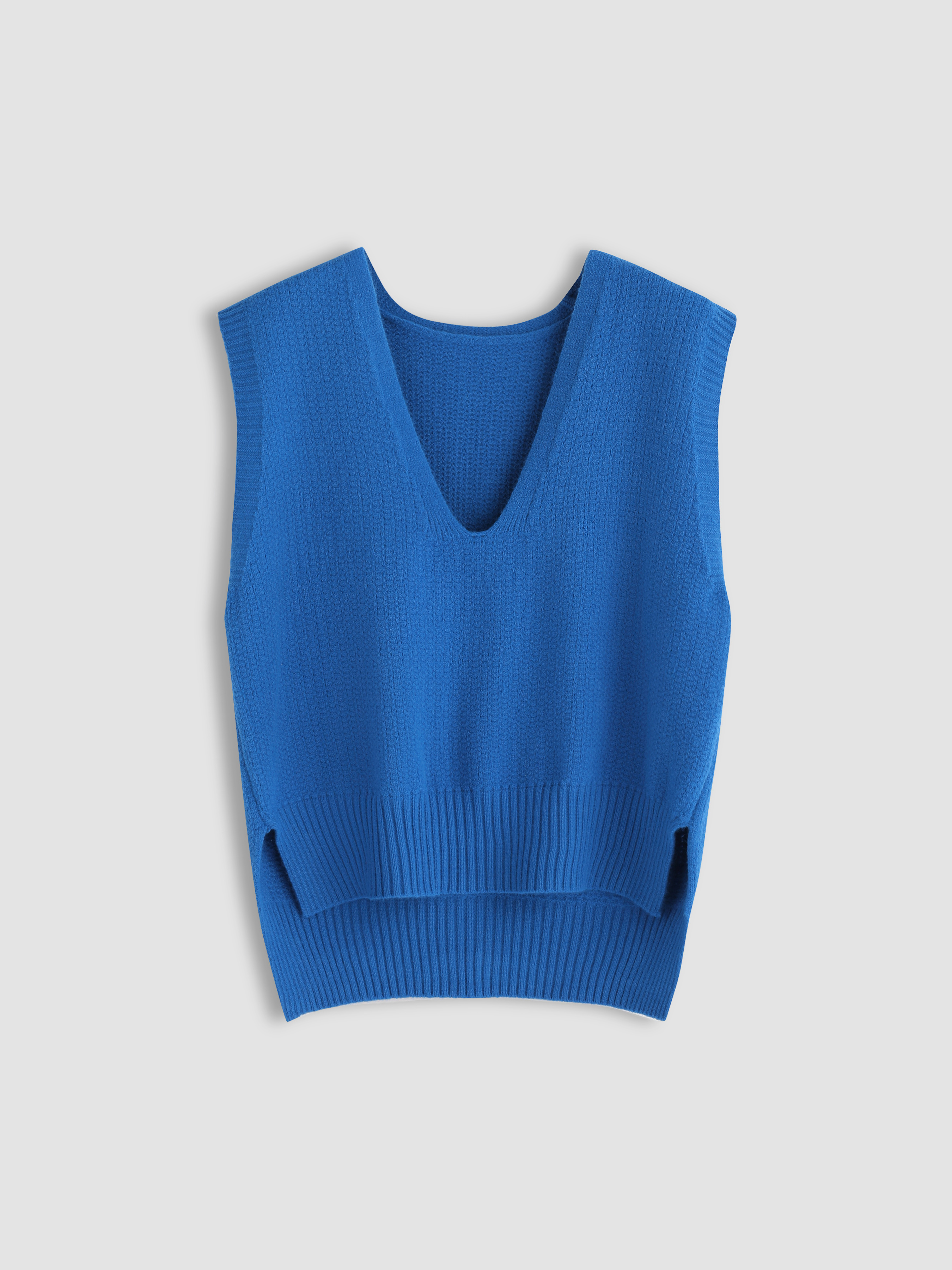 Solid Blue Knitted Vest - Cider