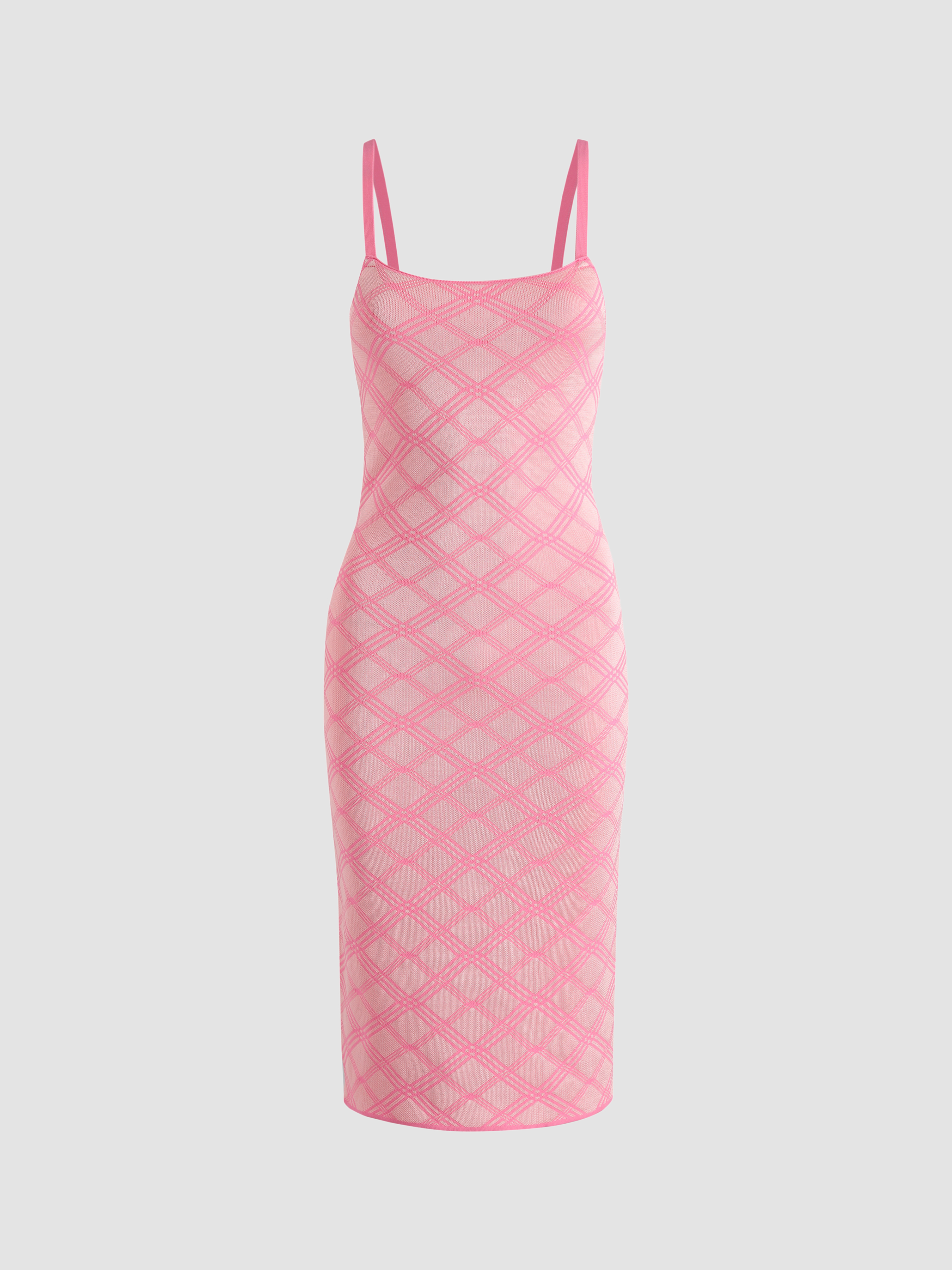 pink plaid bodycon dress