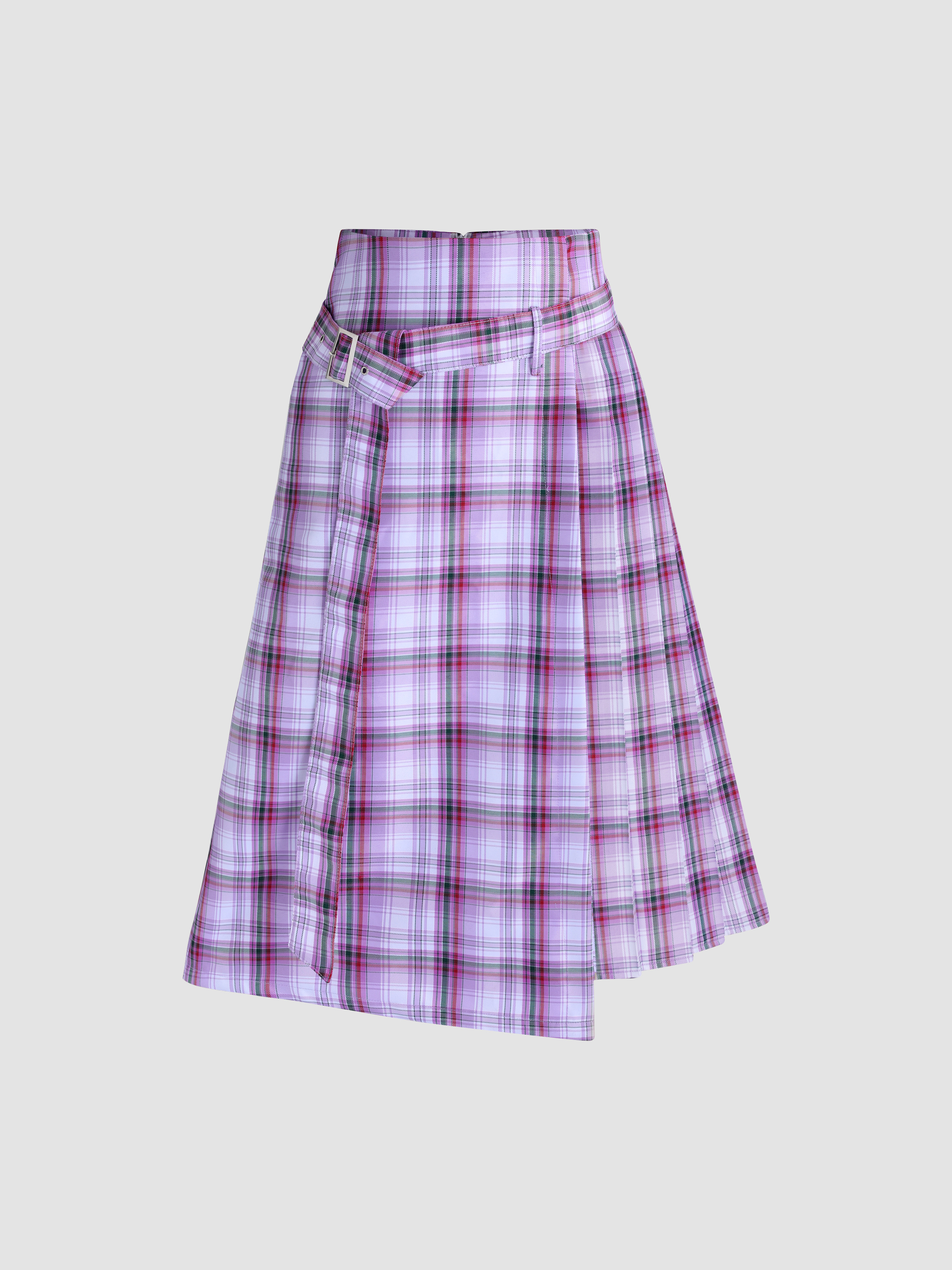 Pink tartan midi clearance skirt