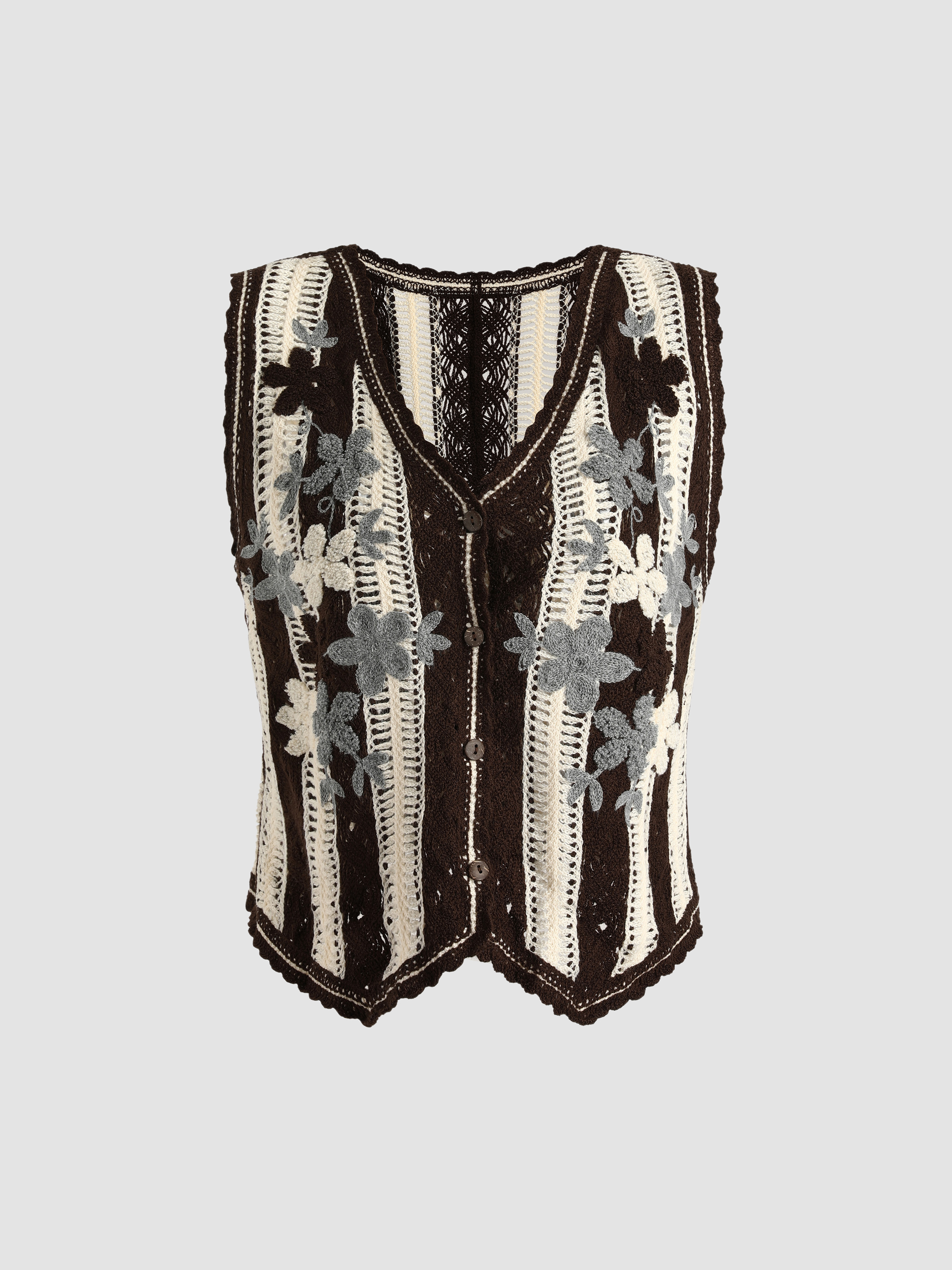 Vintage Floral Embroidery Knit Vest