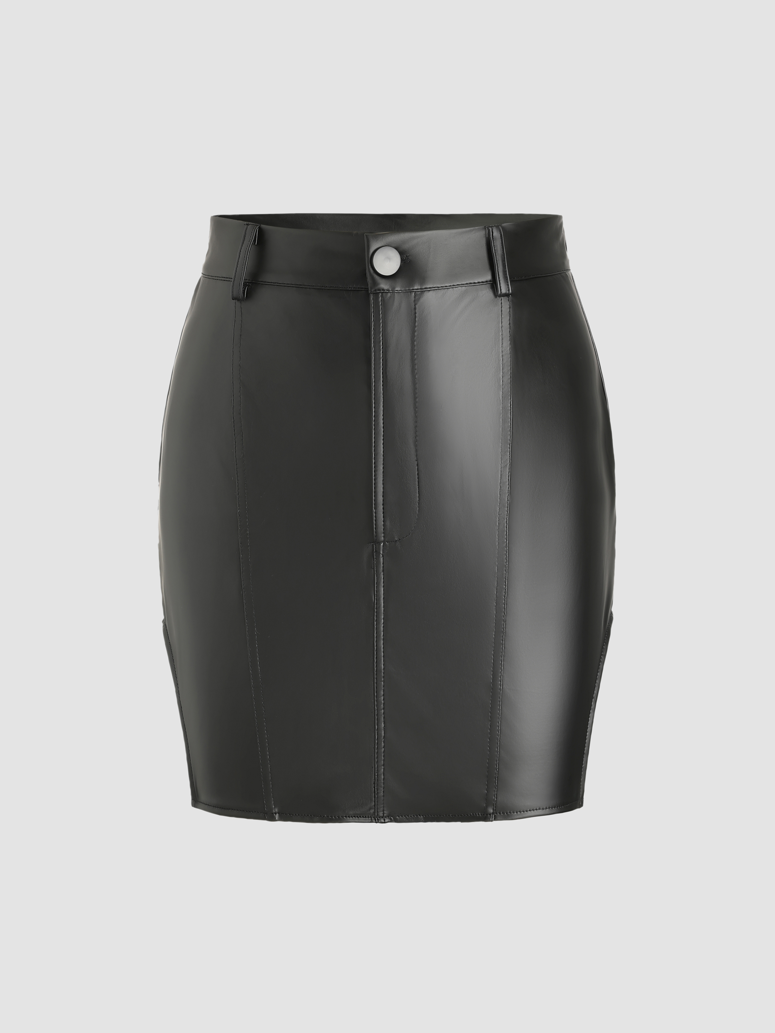 Nightlife Faux Leather Slit Mini Skirt - Cider