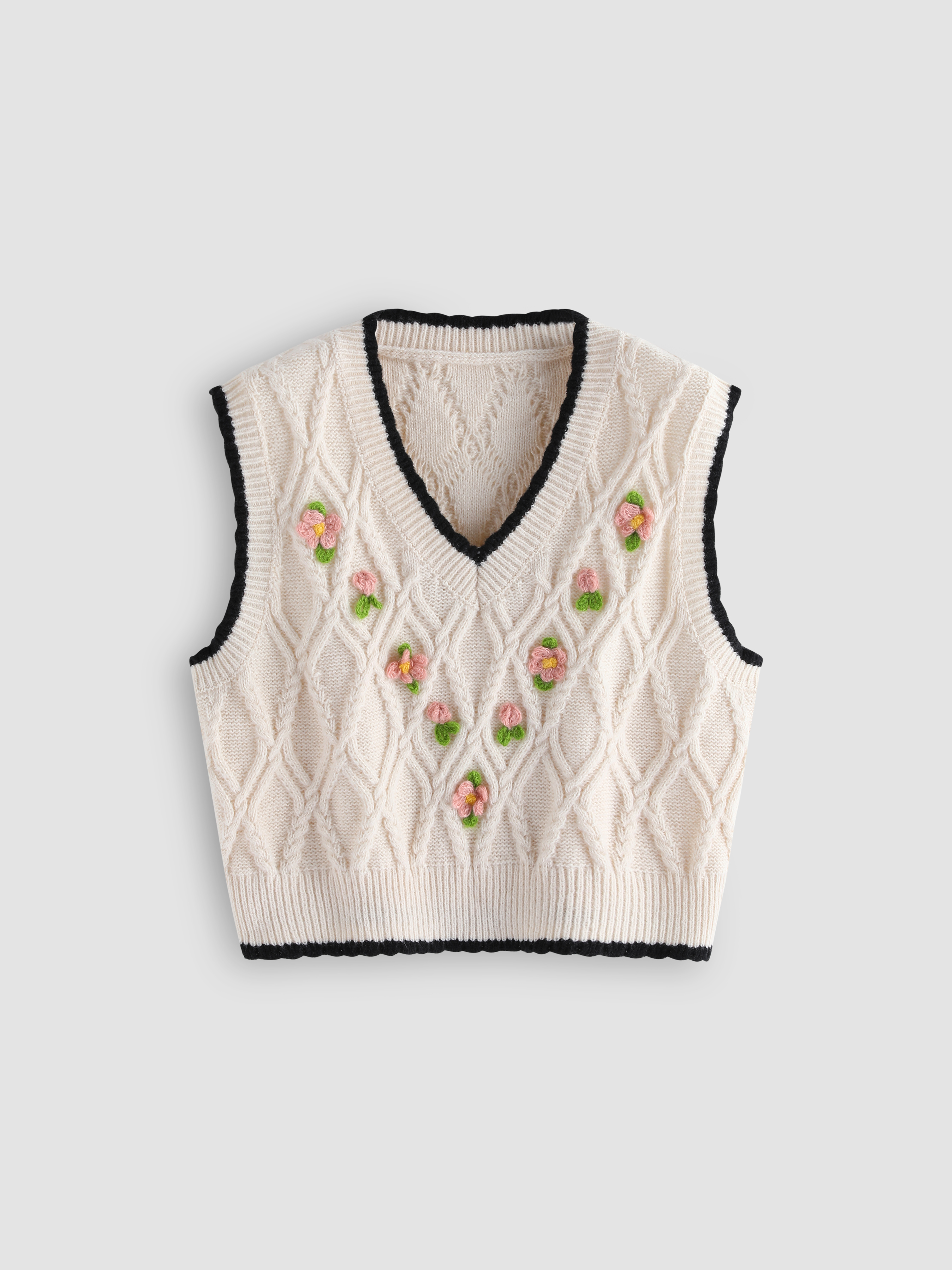 UNITED ARROWS 3D フラワーモチーフ ノースリーブ ニットベスト