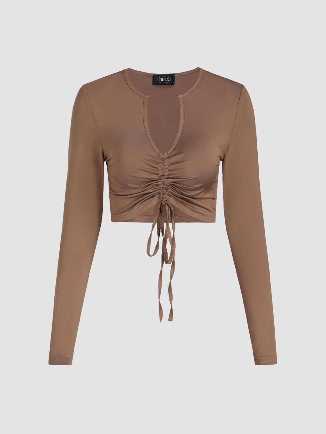 Brown Ruched Crop Top 