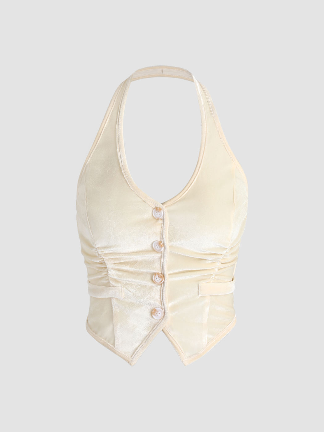 Button Up Halter Waistcoat Top 
