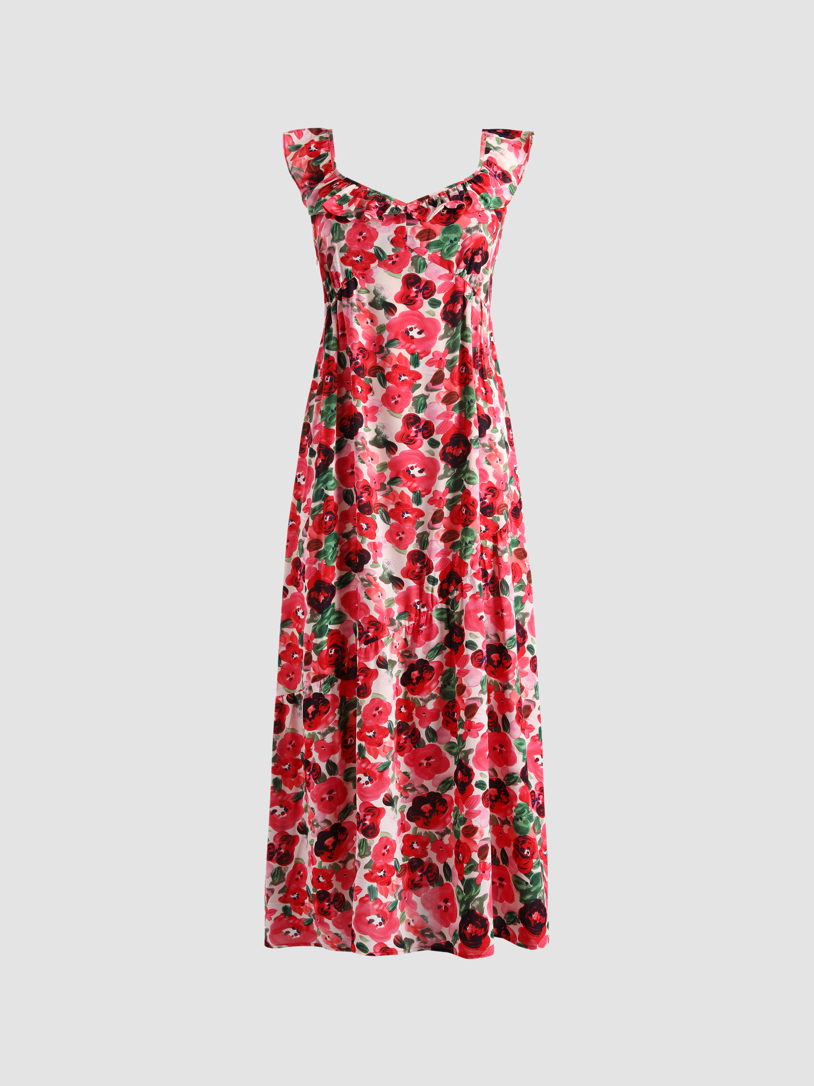 Pretty In Red Floral Maxi Dress Cider